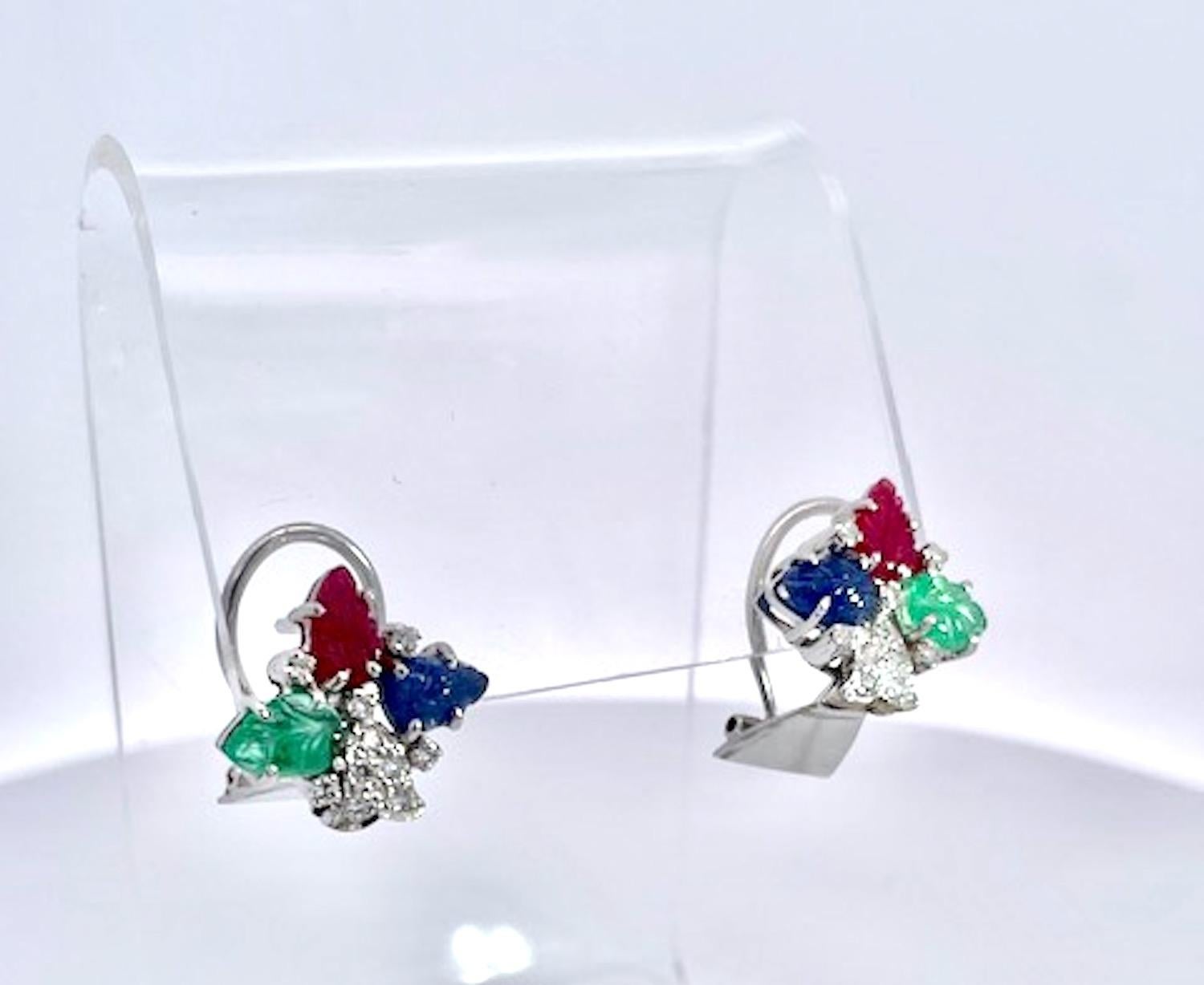 Tutti Frutti Earrings 18k White Gold For Sale 4