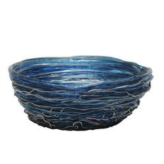 Tutti Frutti I Large Resin Basket in Clear Blue and Silver by Gaetano Pesce