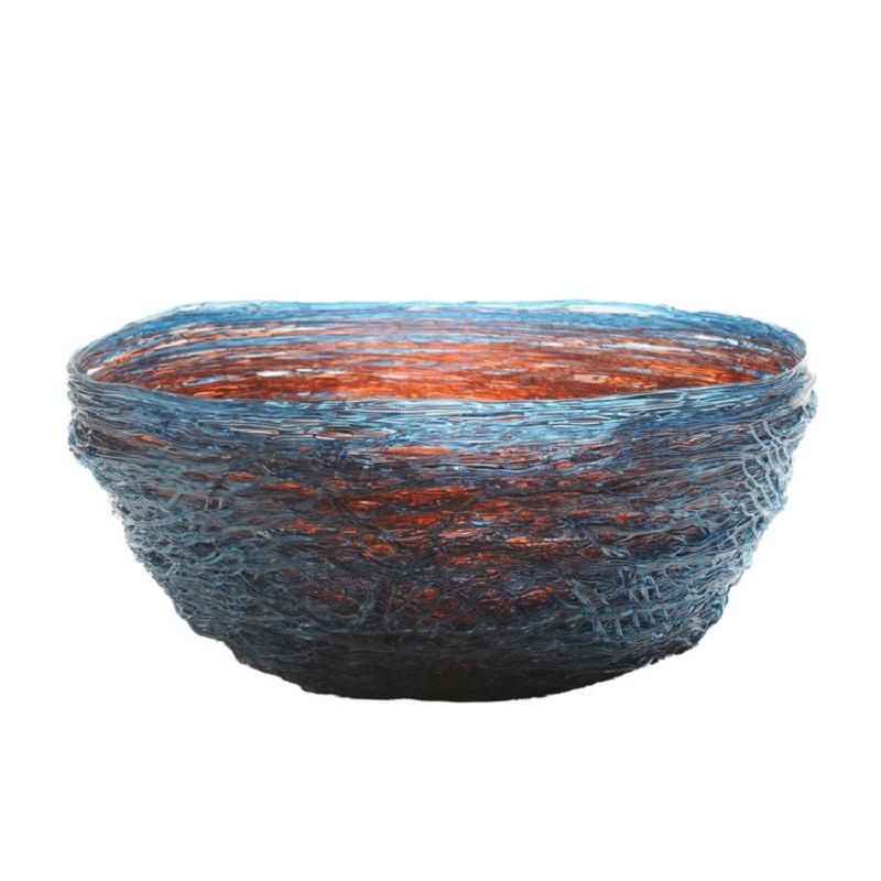 Tutti Frutti I Special Large Resin Basket in Blue and Dark Ruby by Gaetano Pesce For Sale