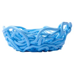 Tutti Frutti II Medium Light Blue Resin Centerpiece Basket by Gaetano Pesce