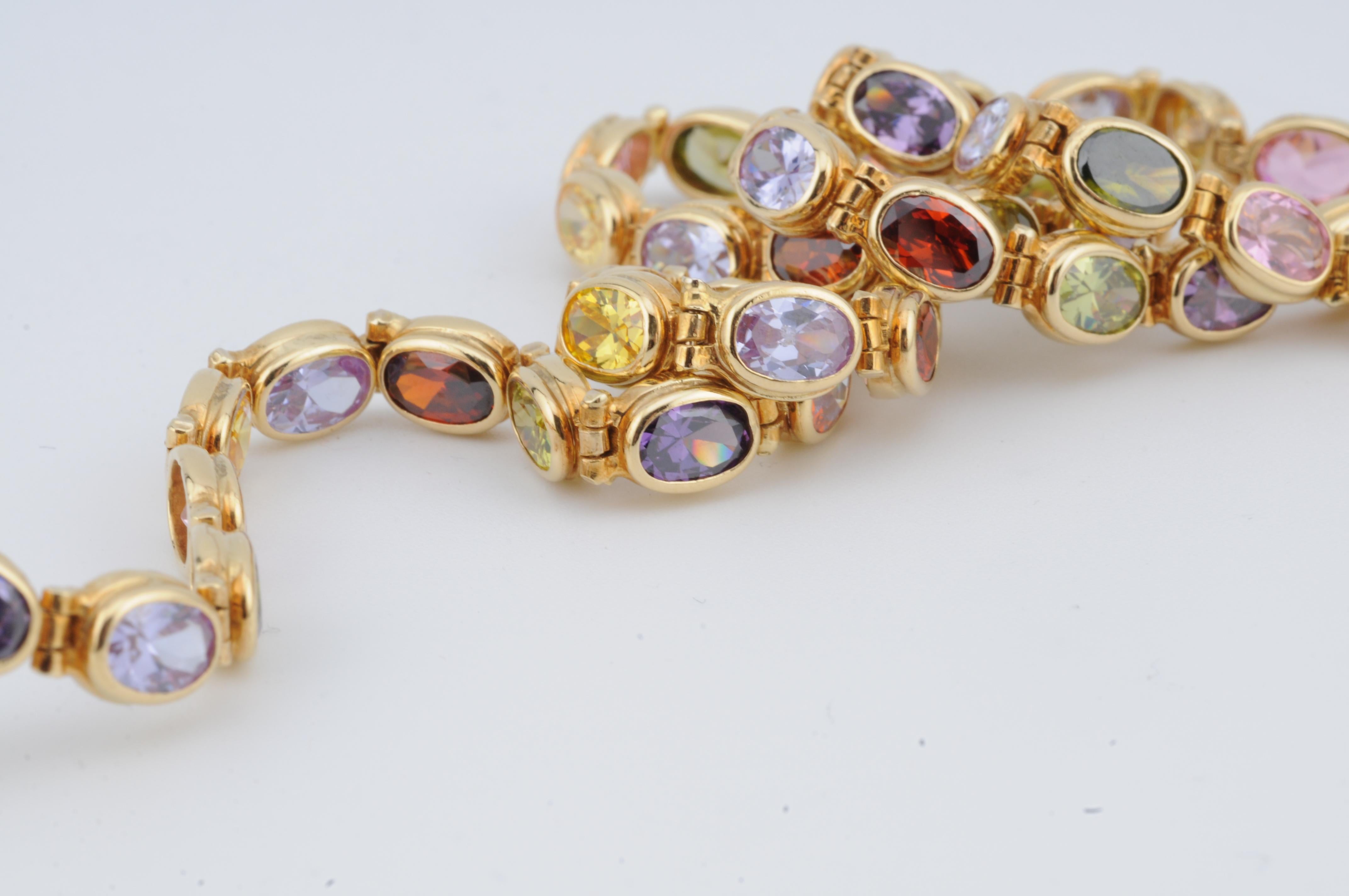 Tutti Frutti Multi Gemstone Necklace in 18k Yellow Gold  45 Oval-Cut Stones en venta 4