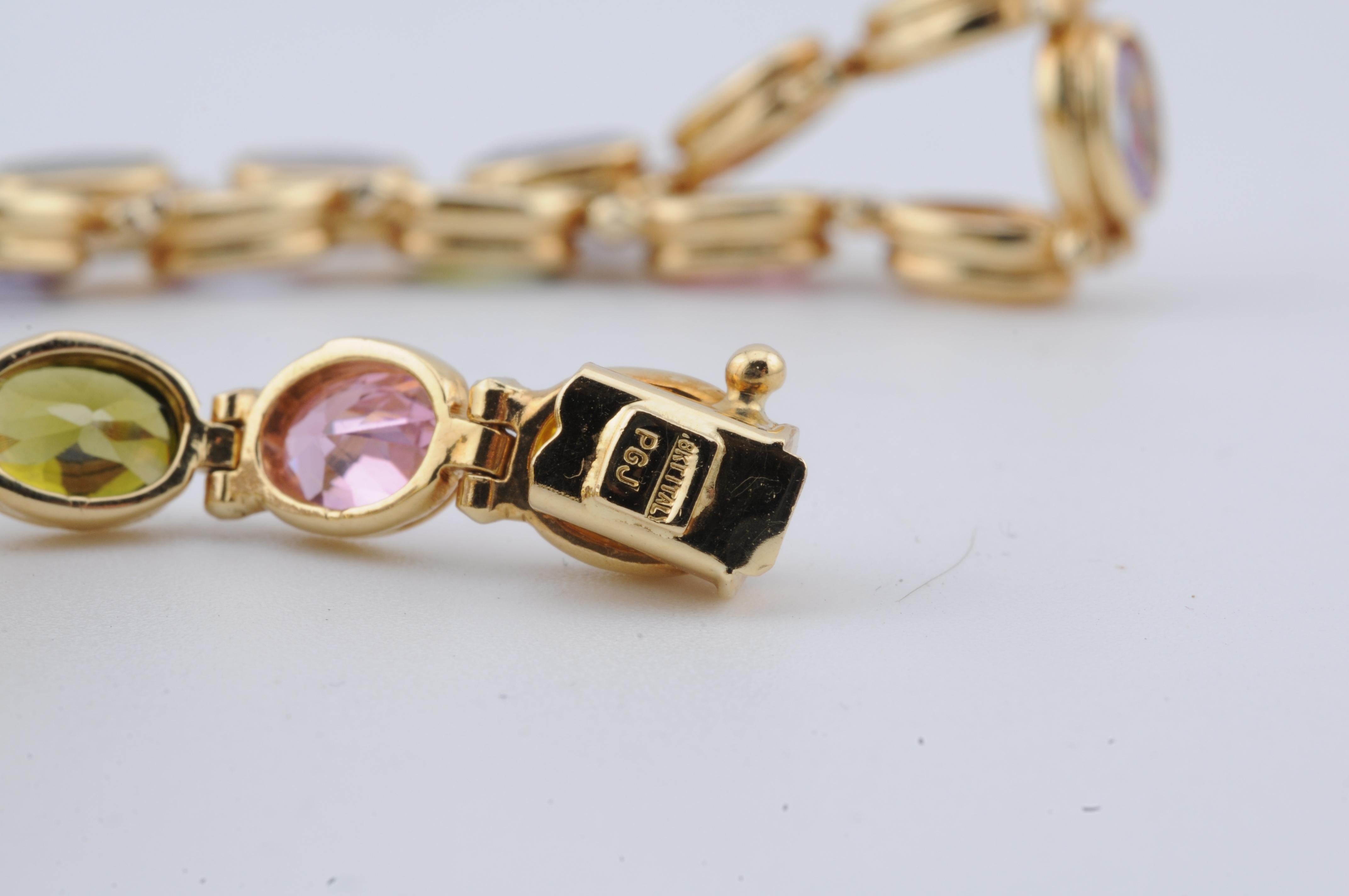Tutti Frutti Multi Gemstone Necklace in 18k Yellow Gold  45 Oval-Cut Stones en venta 5