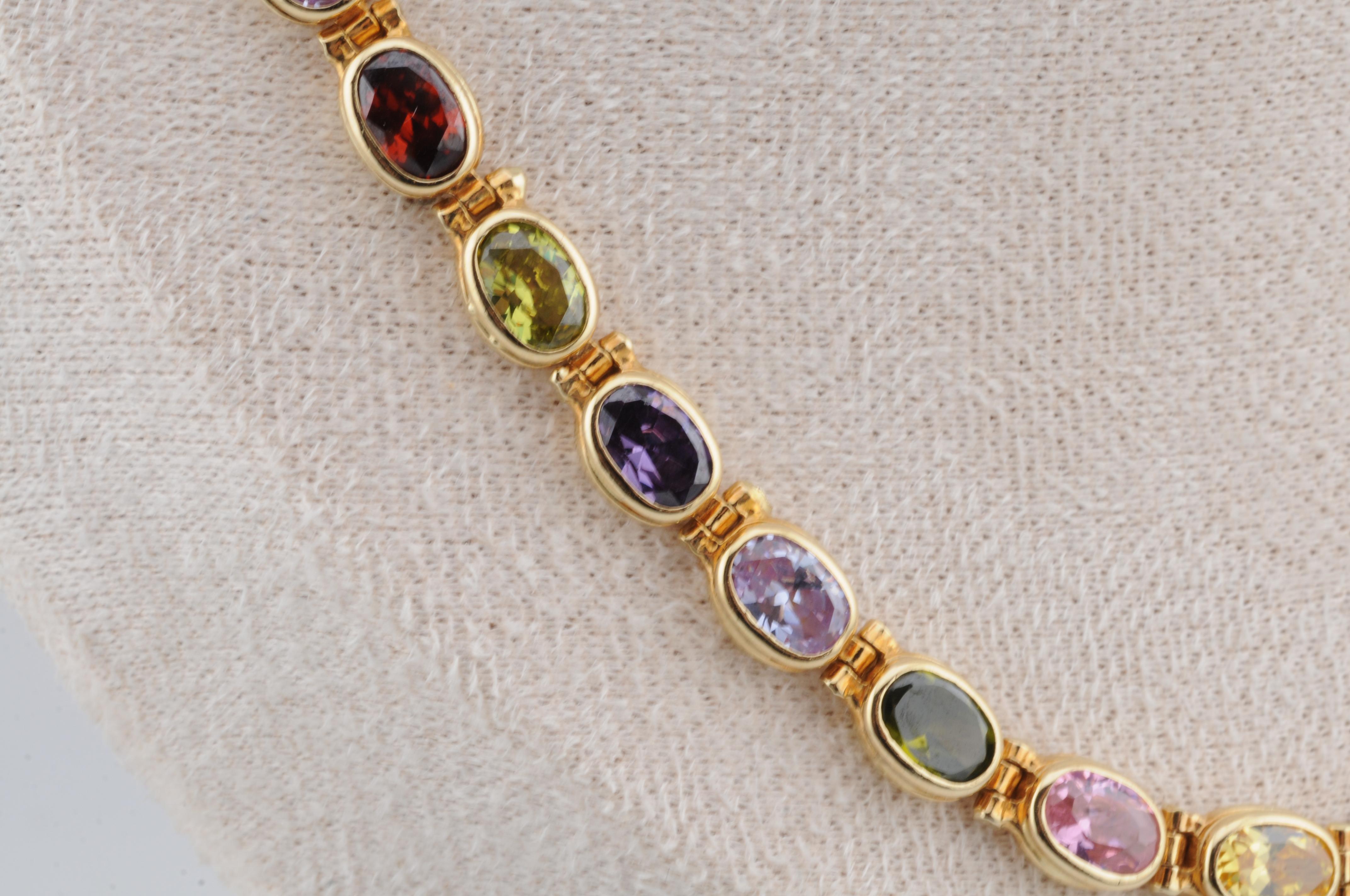 Tutti Frutti Multi Gemstone Necklace in 18k Yellow Gold  45 Oval-Cut Stones en Bueno estado para la venta en Berlin, BE