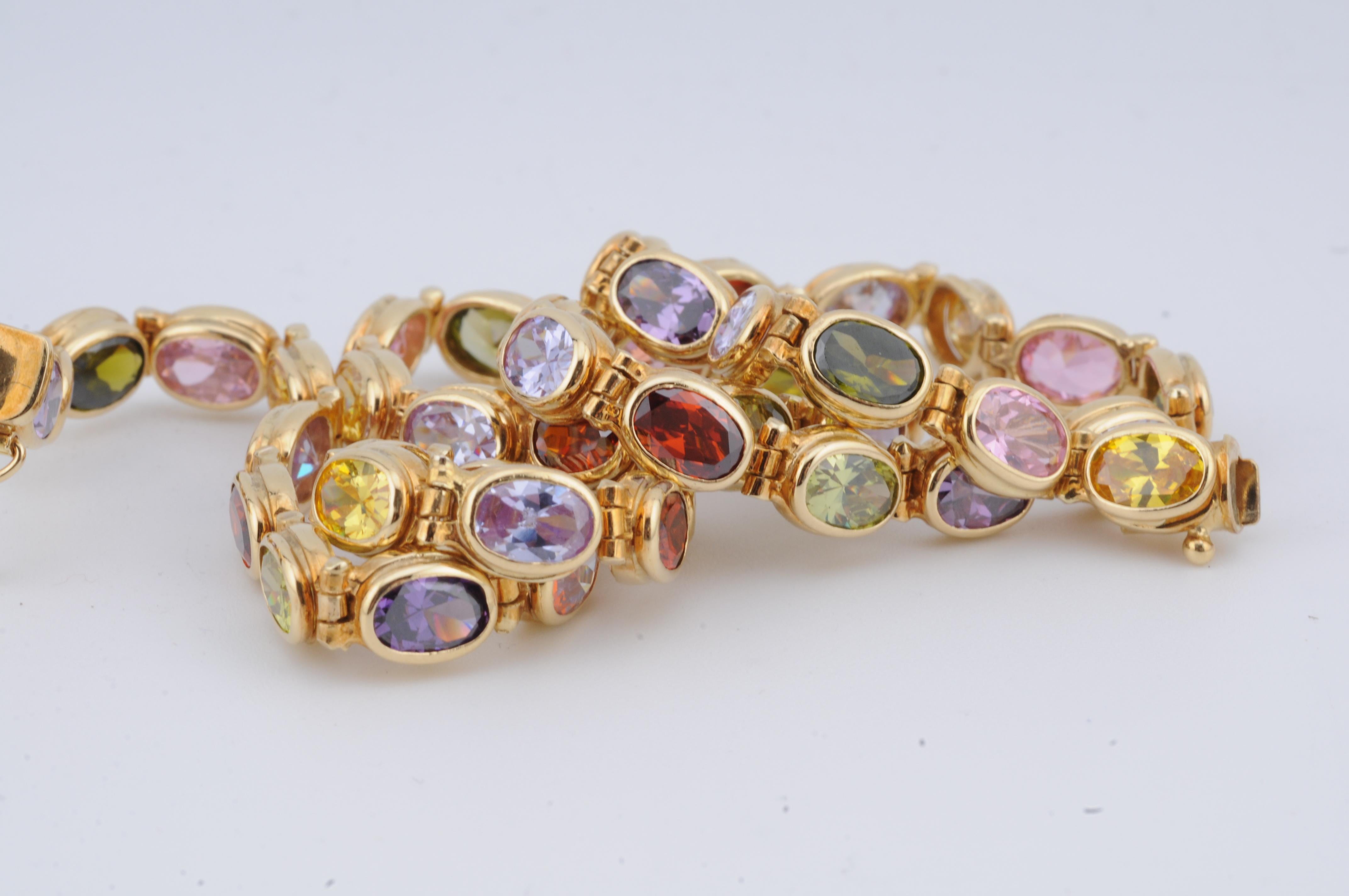 Tutti Frutti Multi Gemstone Necklace in 18k Yellow Gold  45 Oval-Cut Stones en venta 2