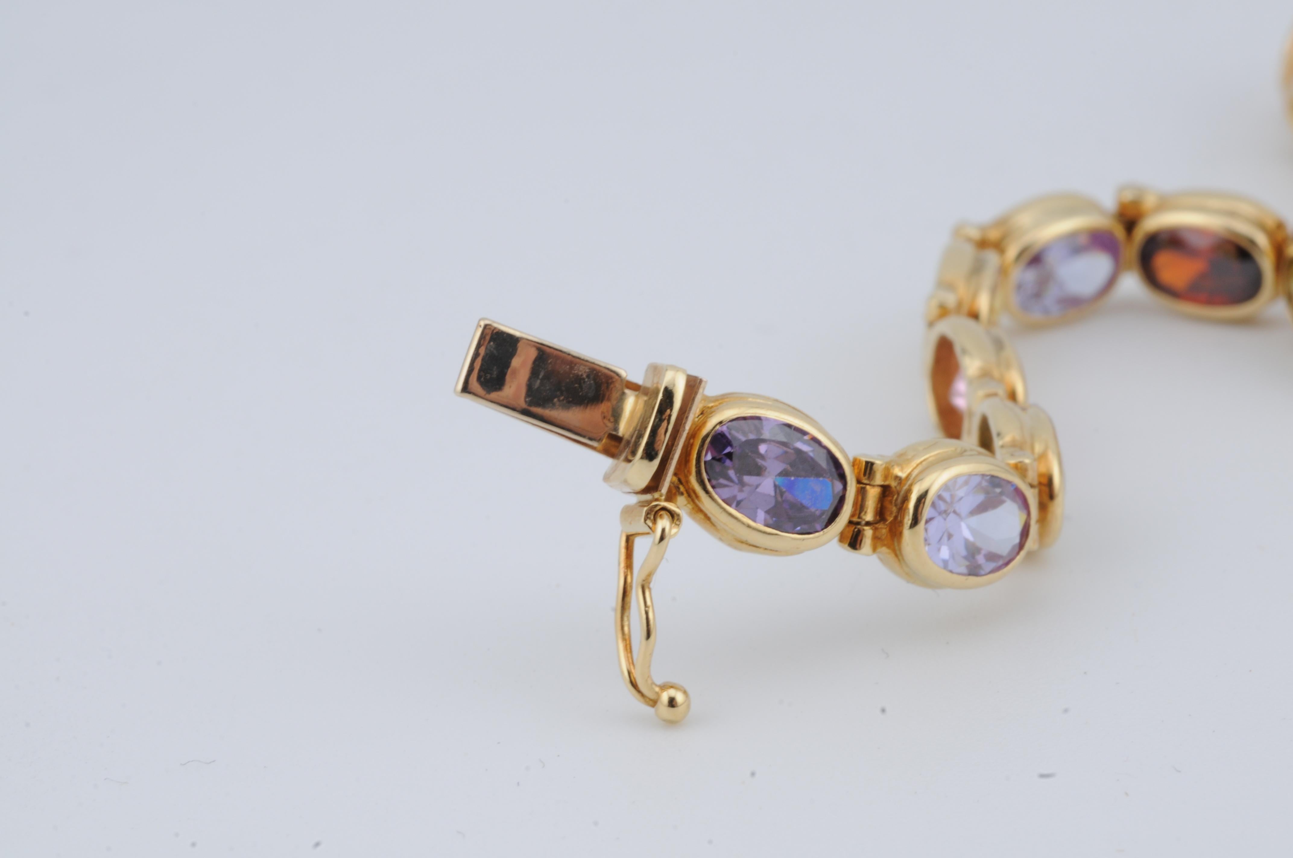 Tutti Frutti Multi Gemstone Necklace in 18k Yellow Gold  45 Oval-Cut Stones en venta 3