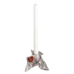 Tutti Frutti Nickel Candle Holder Small in Brass & Semi Precious Stones