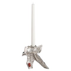 Tutti Frutti Nickel Candle Stand Large in Brass & Semi Precious Stones