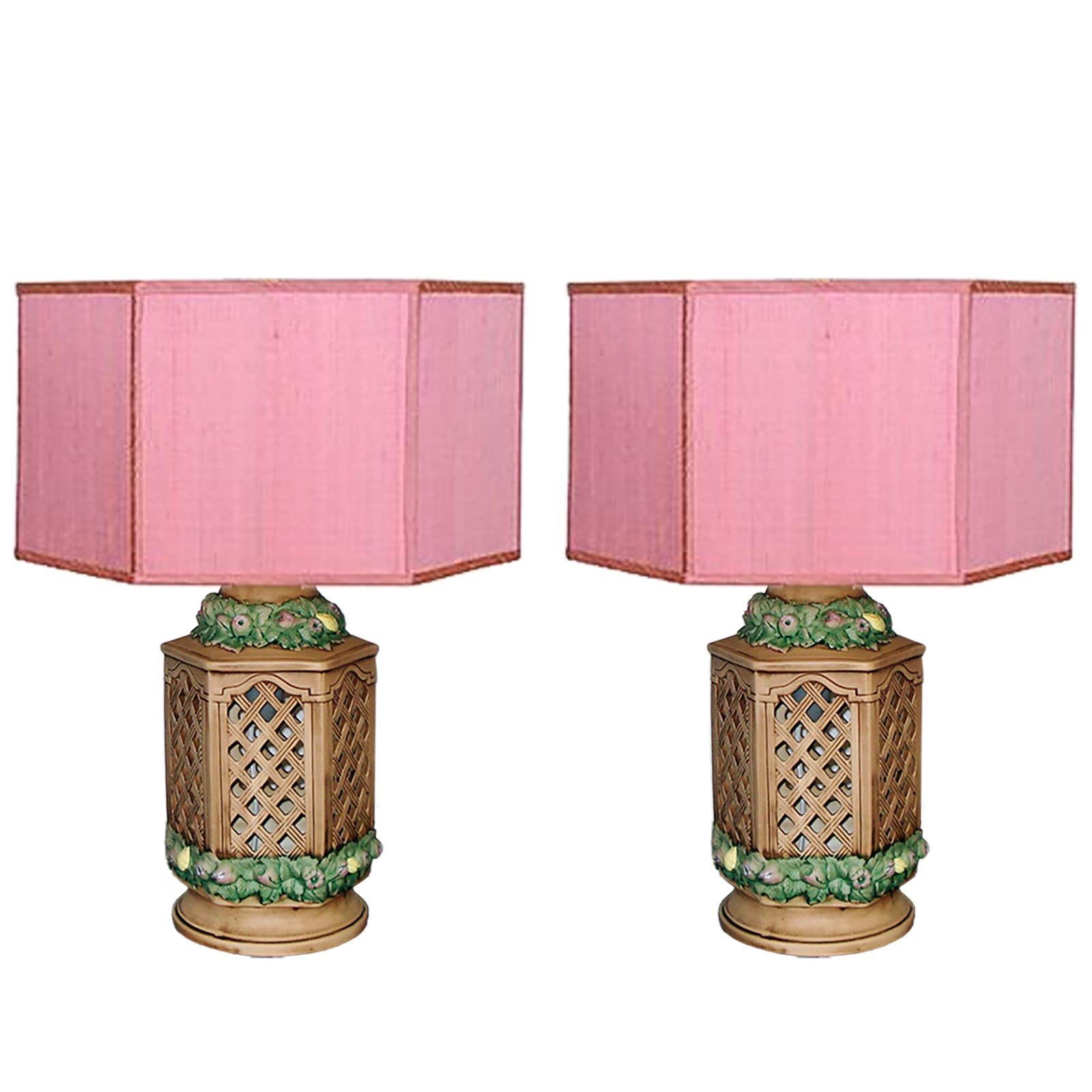 Tutti-Frutti Pair of Italian Ceramic Table Lamps, Fruit Decor, Hand-Painted For Sale 8