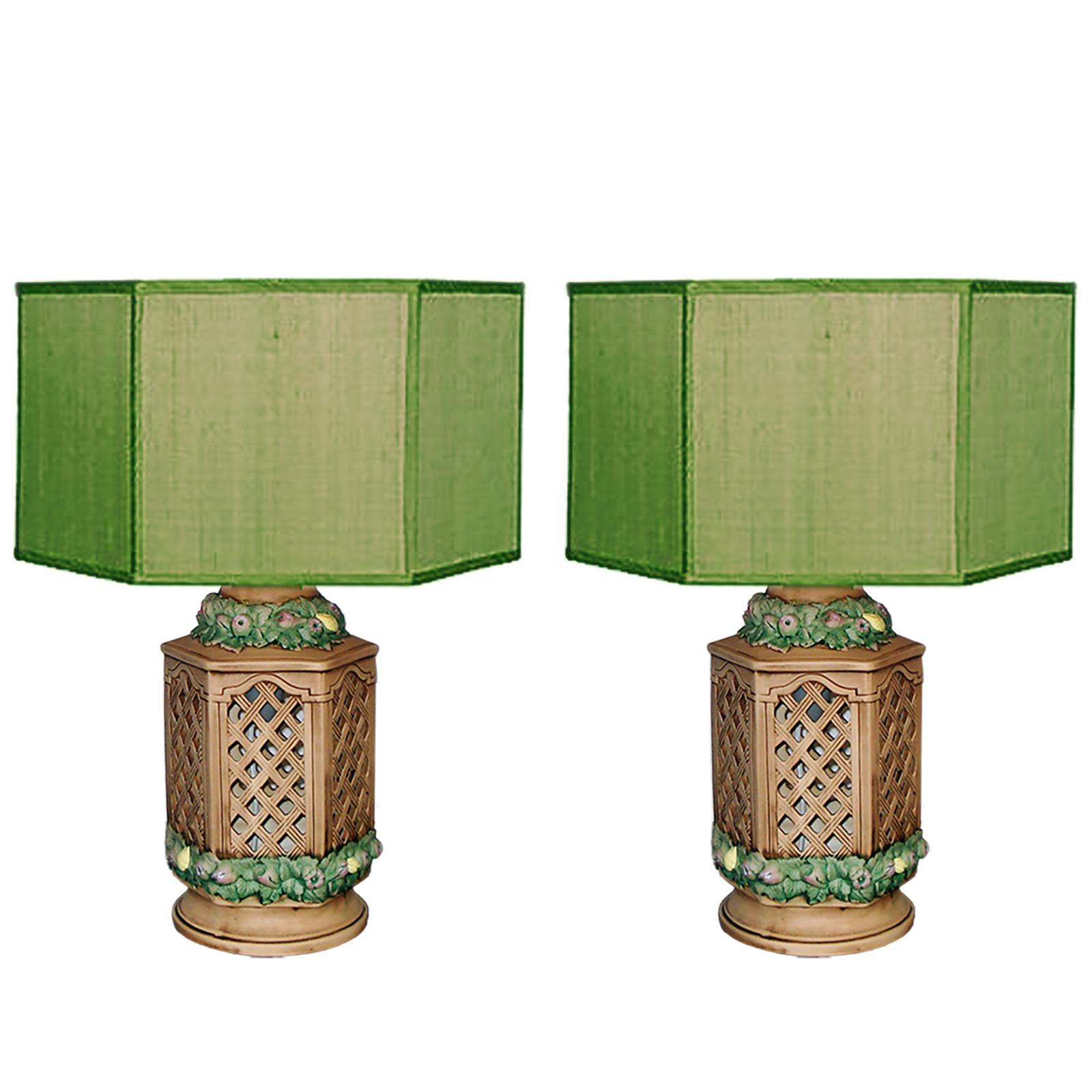Tutti-Frutti Pair of Italian Ceramic Table Lamps, Fruit Decor, Hand-Painted For Sale 9