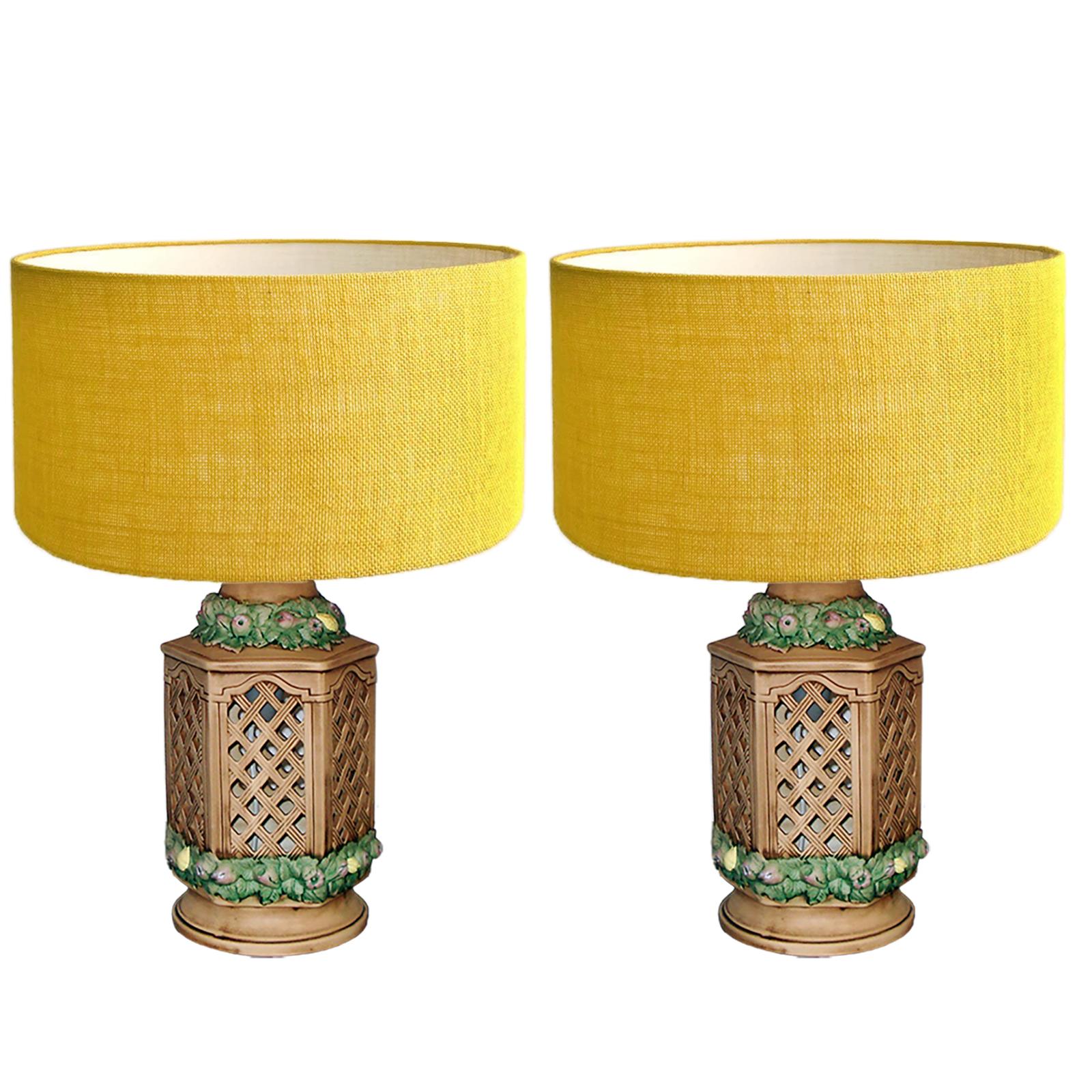 Tutti-Frutti Pair of Italian Ceramic Table Lamps, Fruit Decor, Hand-Painted For Sale 10