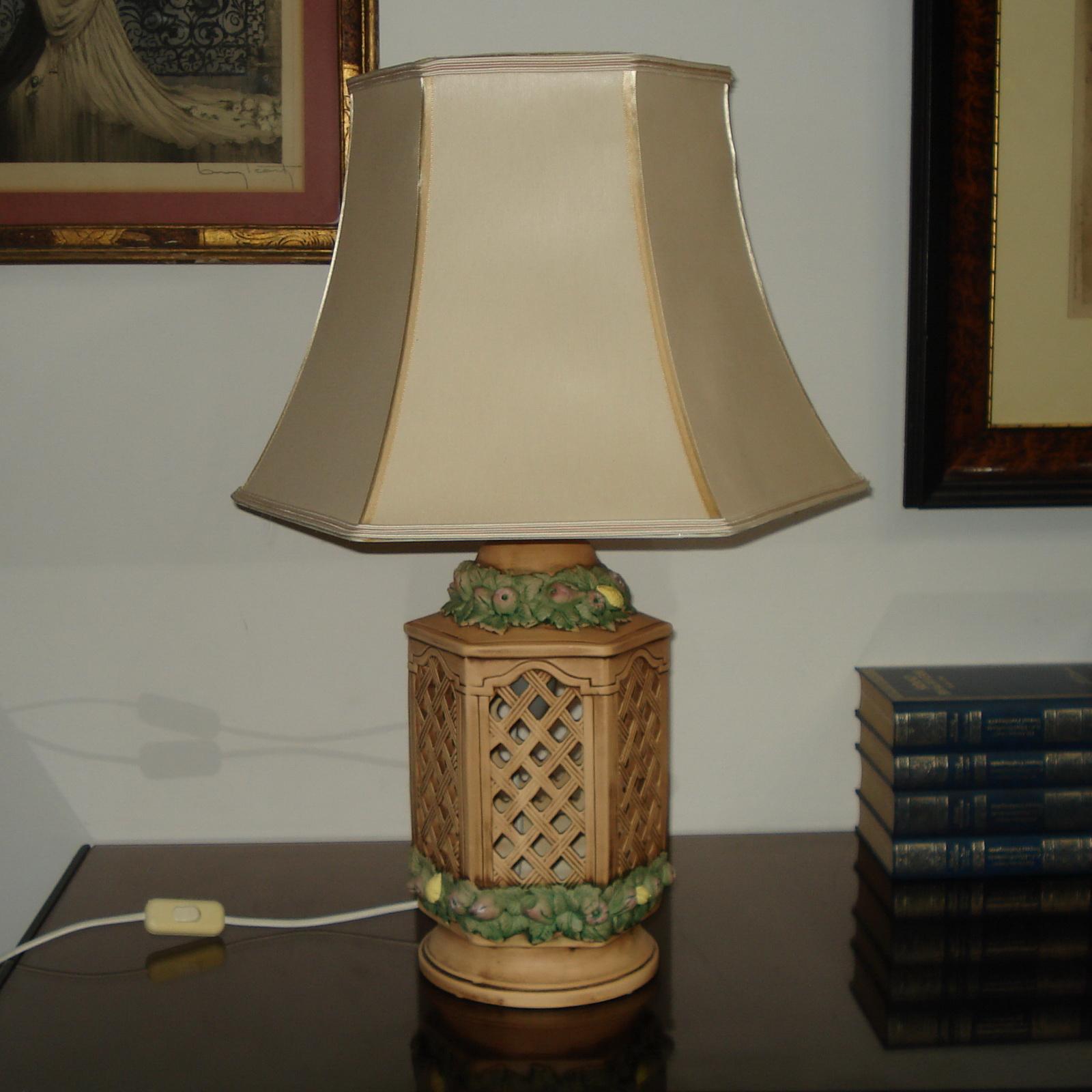 Mid-Century Modern Tutti-Frutti Pair of Italian Ceramic Table Lamps, Fruit Decor, Hand-Painted For Sale