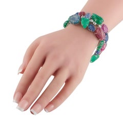 Tutti Frutti Platinum 9.50ct Diamond, Emerald, Sapphire Bracelet MF07-012326