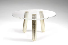 Tutti Frutti Round Table. Sanded oak. Coloured aluminium leaves. .Mattia BOnetti