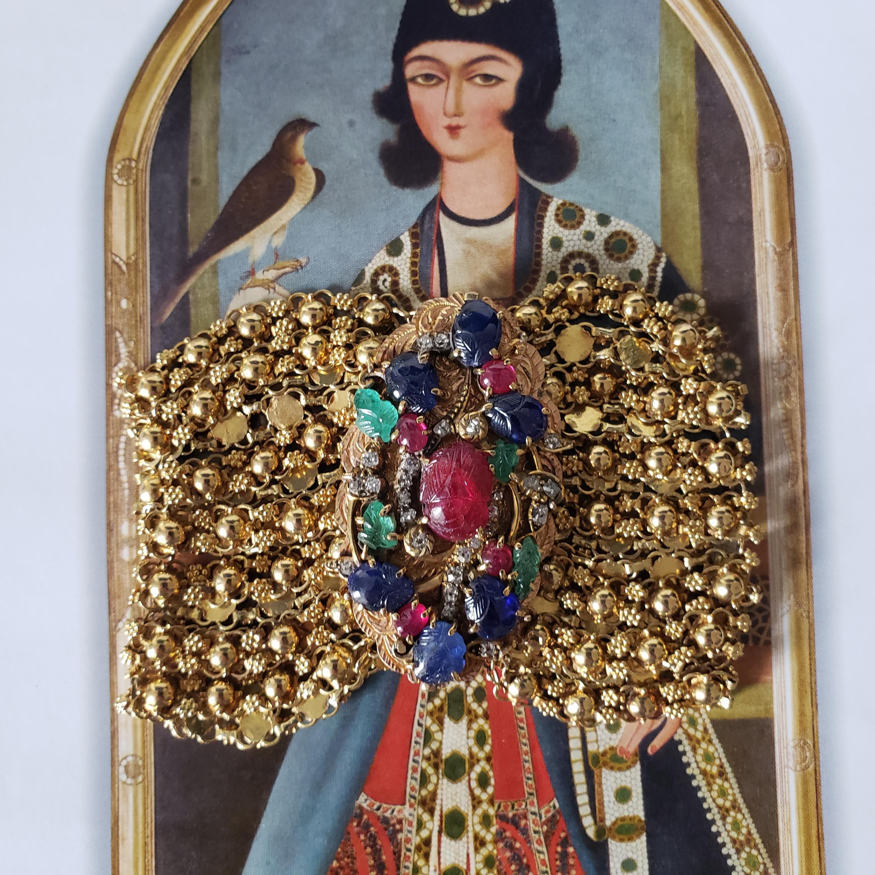 Tutti Frutti Rubini Zaffiri Smeraldi Diam  Bracciale realizzato in oro giallo 20 carati in vendita 2