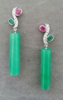 Tutti Frutti Rubies Sapphires Emeralds Gold Diamonds Jade Cylinders Earrings