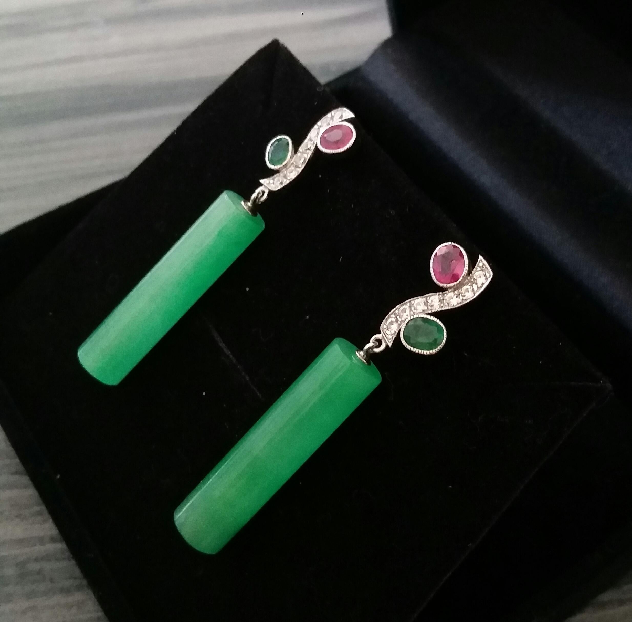 Tutti Frutti Rubies Sapphires Emeralds Gold Diamonds Jade Cylinders Earrings For Sale 1