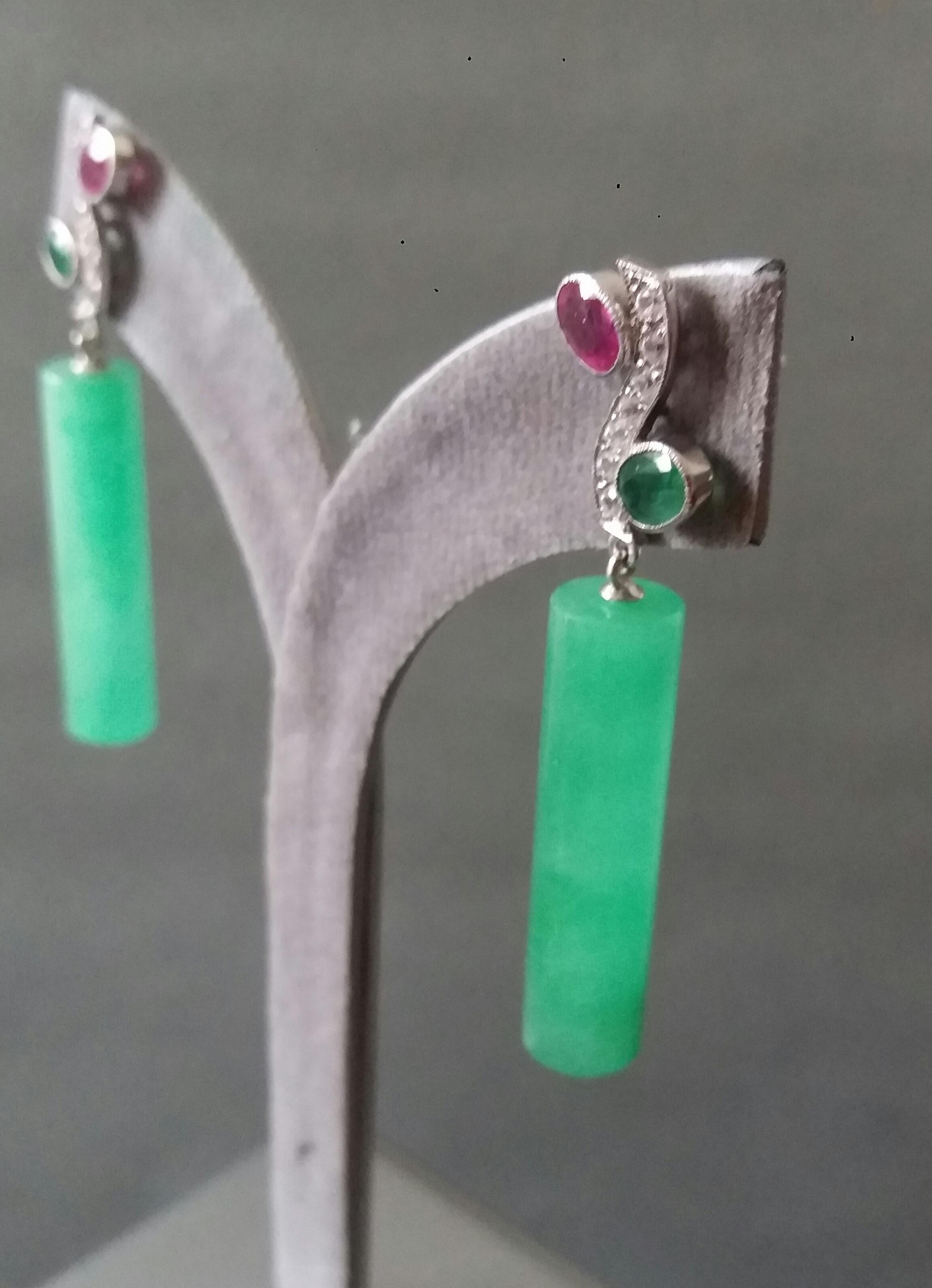 Tutti Frutti Rubies Sapphires Emeralds Gold Diamonds Jade Cylinders Earrings For Sale 3