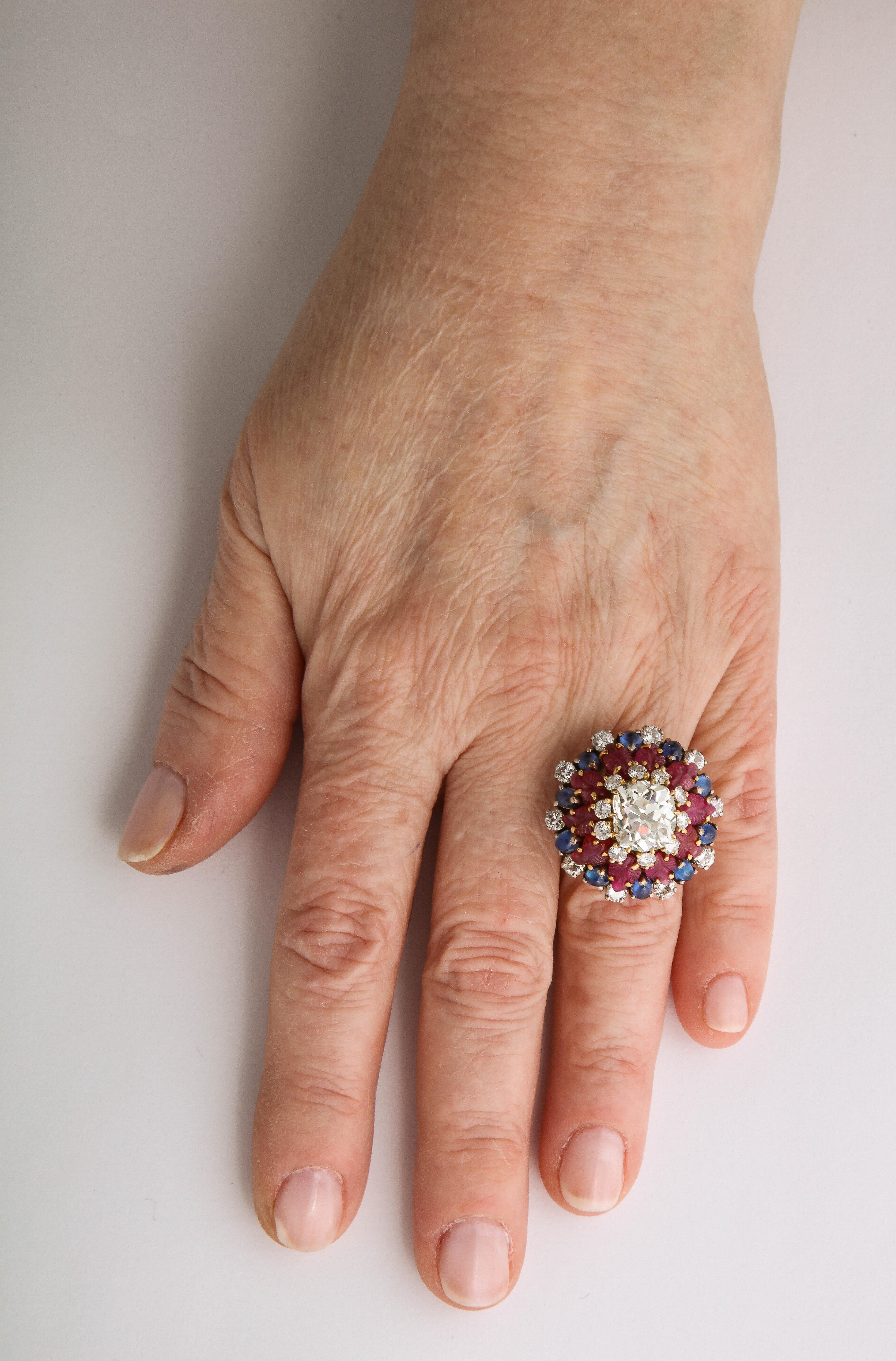 Tutti Frutti Rubin Saphir Diamant Gold Cocktail-Ring Damen