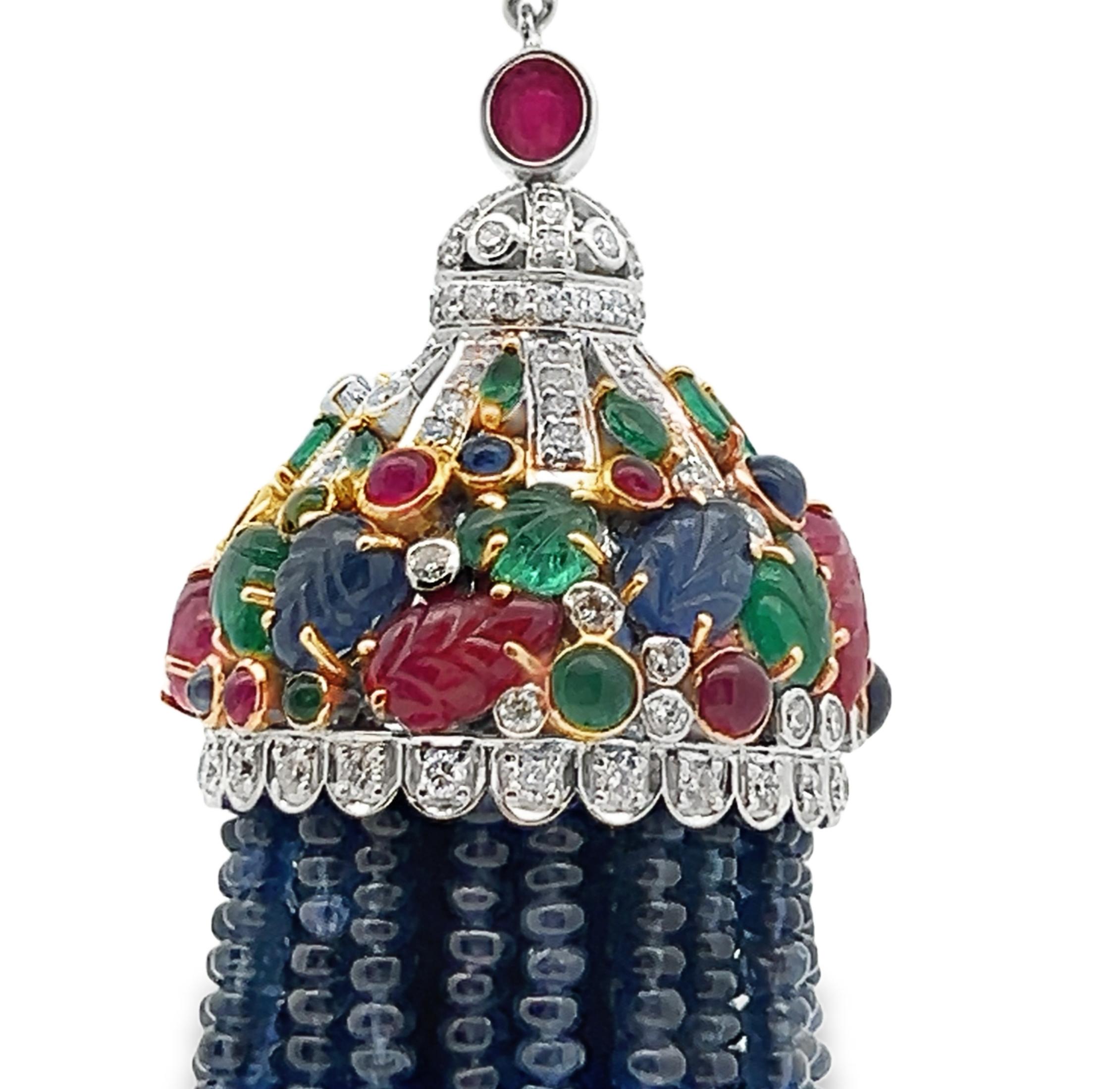 Tutti Frutti Sautoir Tassel Necklace For Sale 5