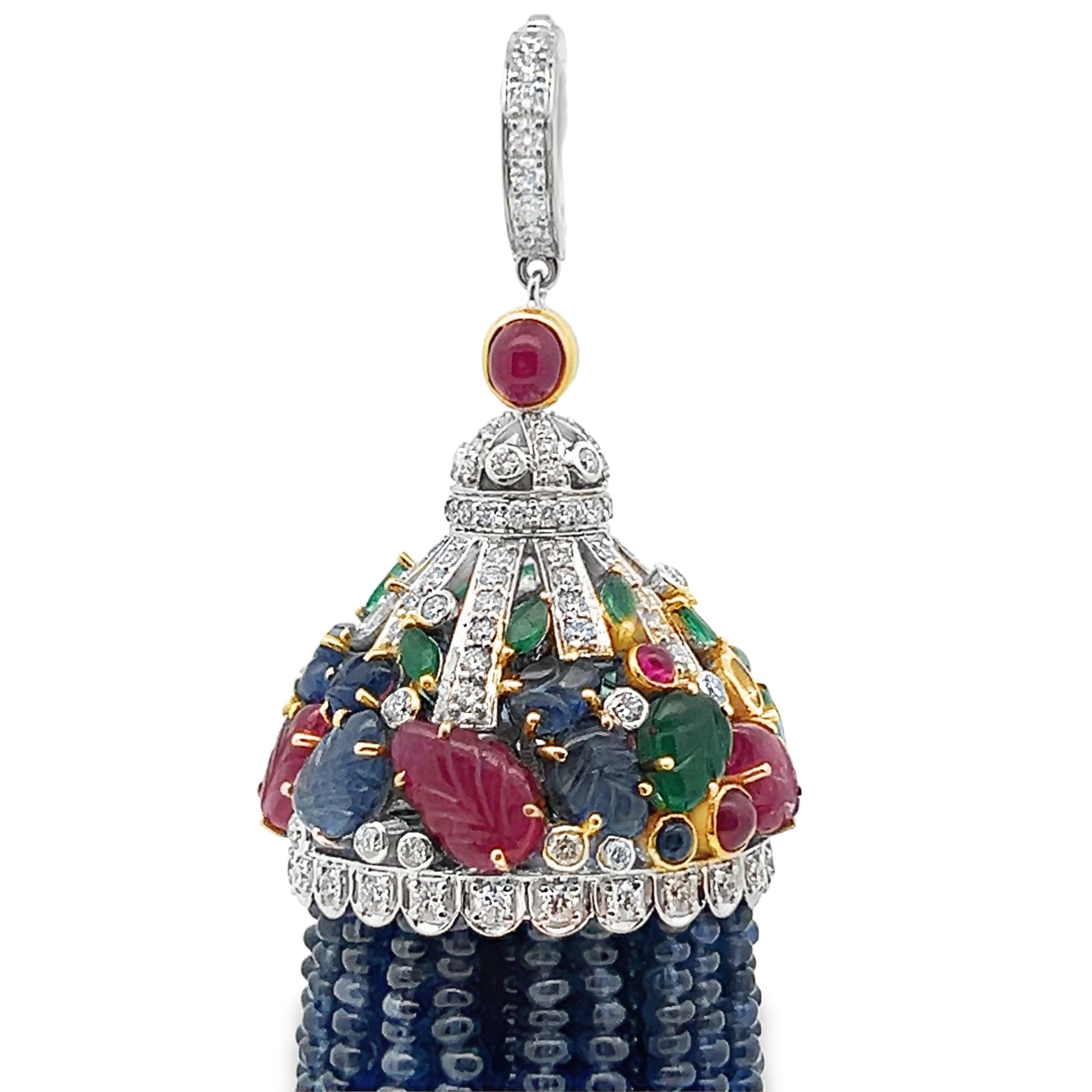 Tutti Frutti Sautoir Tassel Necklace For Sale 8