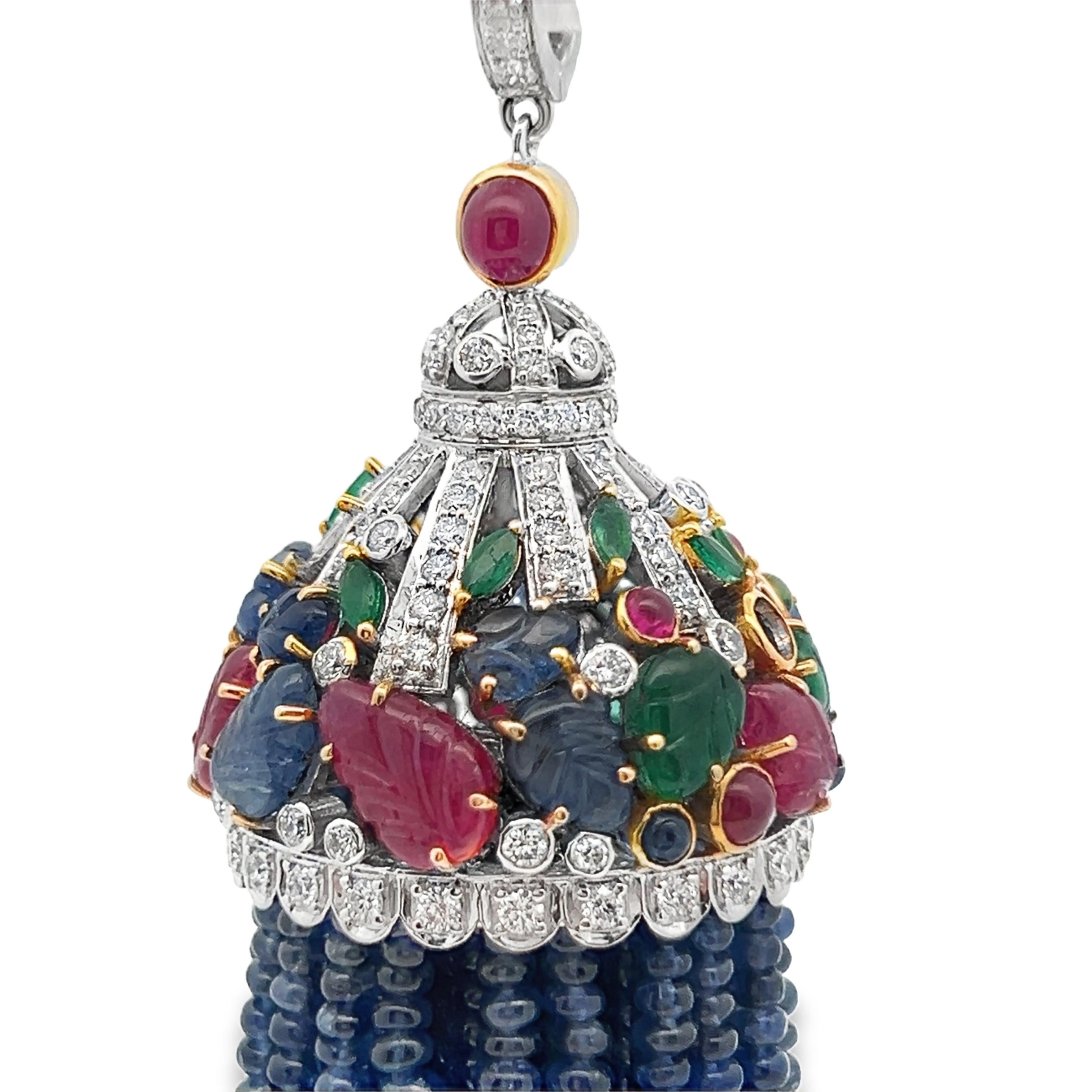 Tutti Frutti Sautoir Tassel Necklace For Sale 9