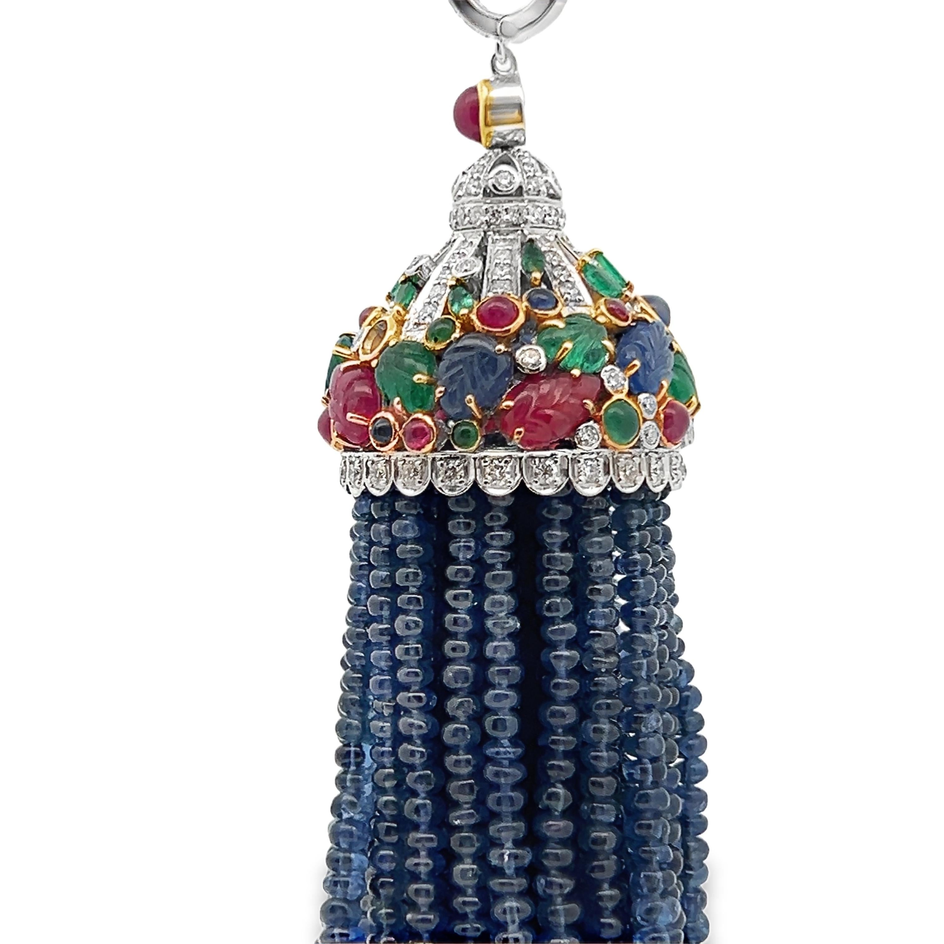 Tutti Frutti Sautoir Tassel Necklace For Sale 10