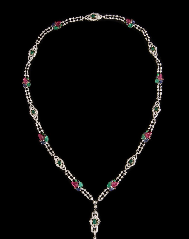Collier Sautoir Vintage Tutti Frutti - Perles De Verre Et Nacre, Longueur 116 Cm, Occasion Bon état