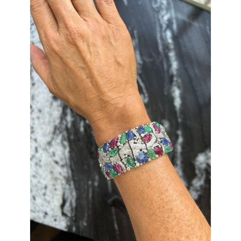 Tutti Frutti Style Art Deco Bracelet en vente 2