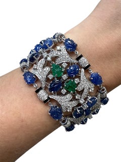 Tutti Frutti Style, Diamond, Sapphire and Emerald Bracelet