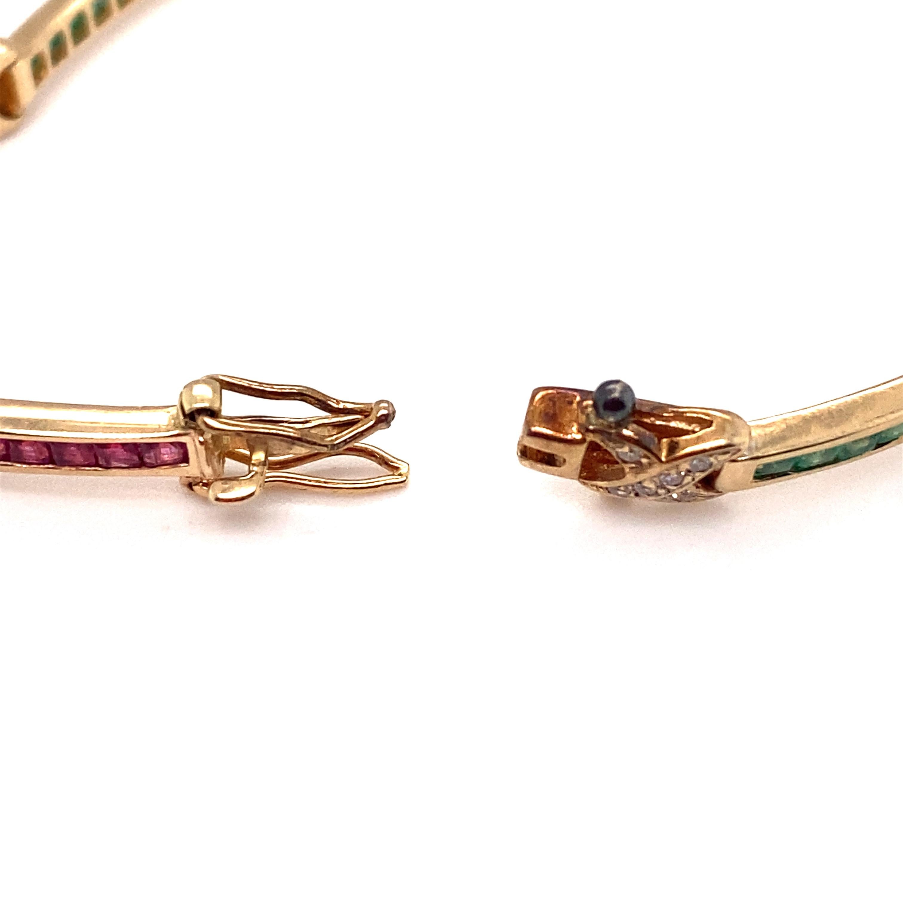Retro Tutti Frutti Style Ruby, Emerald, Sapphire and Diamond Link Bracelet For Sale