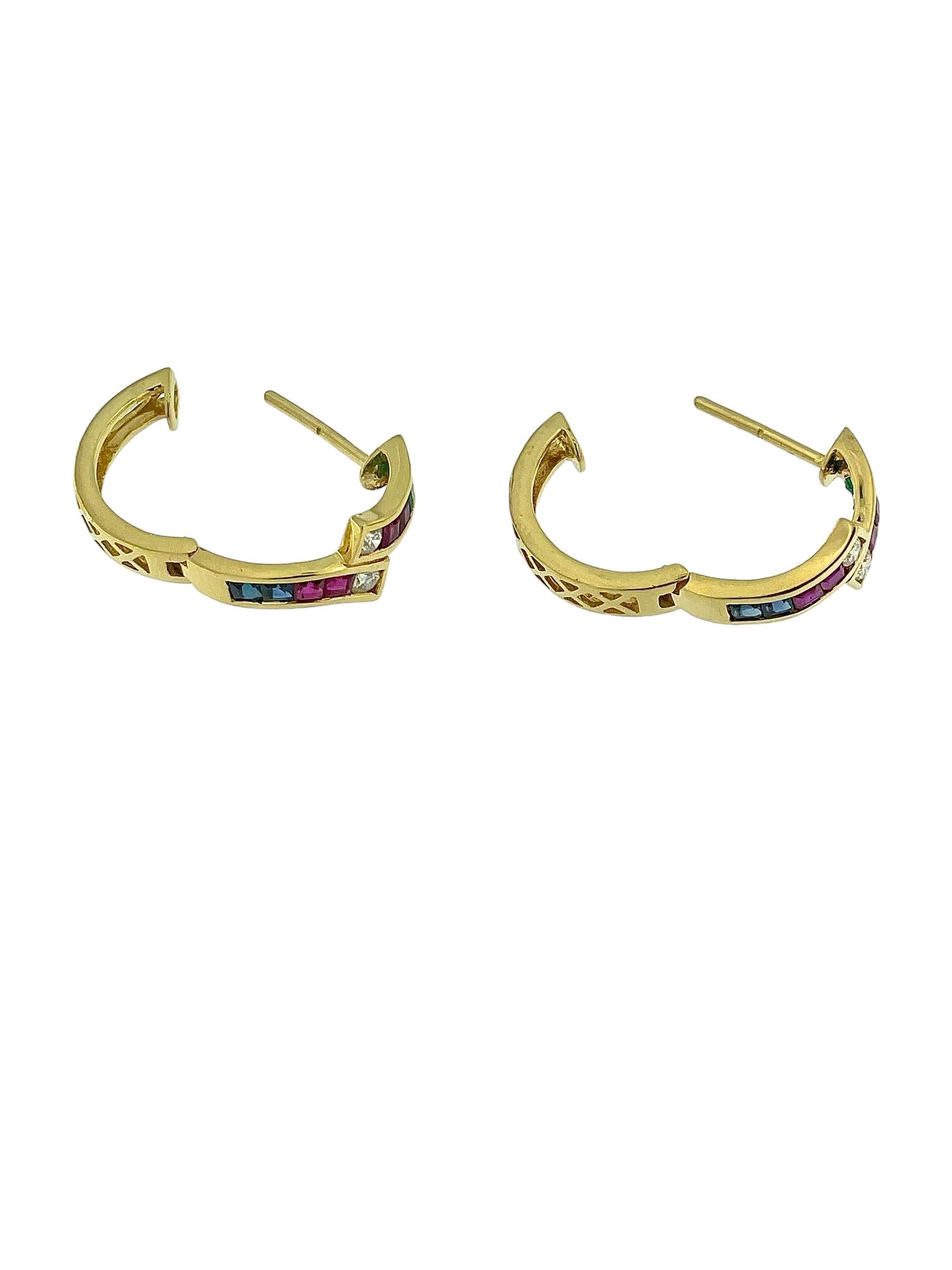 Gli orecchini a cerchio Tutti Frutti in oro giallo sono una miscela vivace e sofisticata di elementi di design classici e moderni, ispirati all'iconico stile di gioielleria degli anni '40. Realizzati in lussuoso oro giallo 18 carati, questi