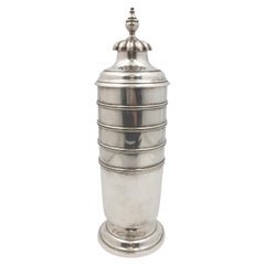 Shaker à cocktail Tuttle en argent sterling de style Art déco moderne du milieu du siècle dernier