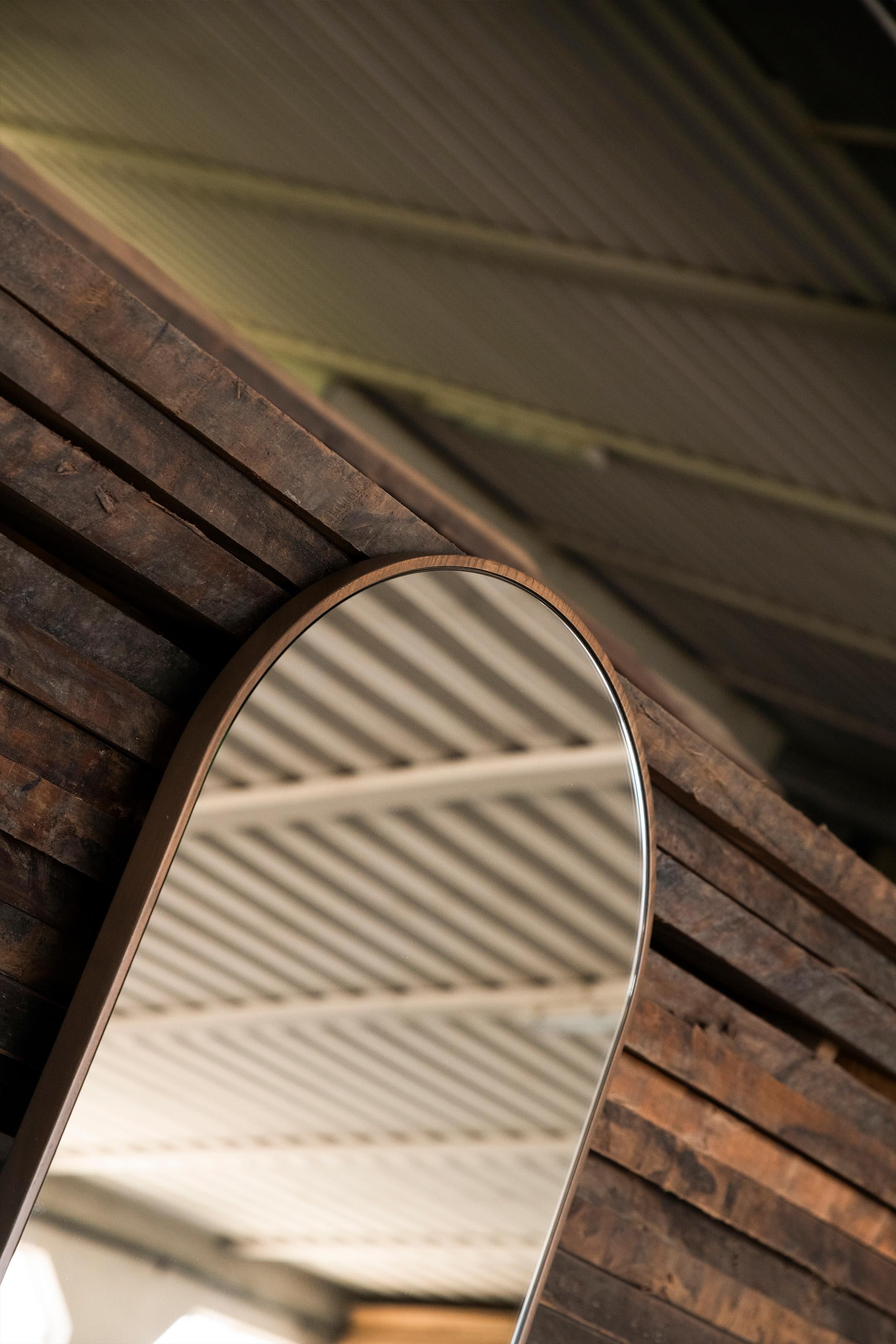 Tutto Sesto Solid Wood Oval Mirror, Ash in Black Finish, Contemporary For Sale 6
