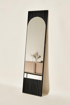 Tutto Sesto Solid Wood Rectangular Mirror, Ash in Black Finish, Contemporary