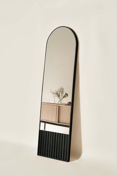 Tutto Sesto Solid Wood Oval Mirror, Ash in Black Finish, Contemporary