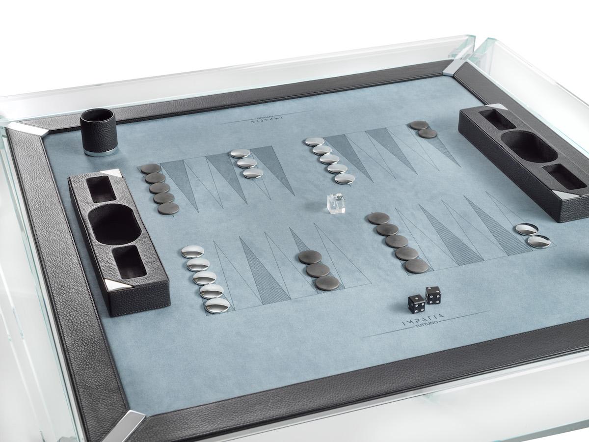Italian Tuttuno Backgammon, Contemporary Design Game Table by Impatia For Sale