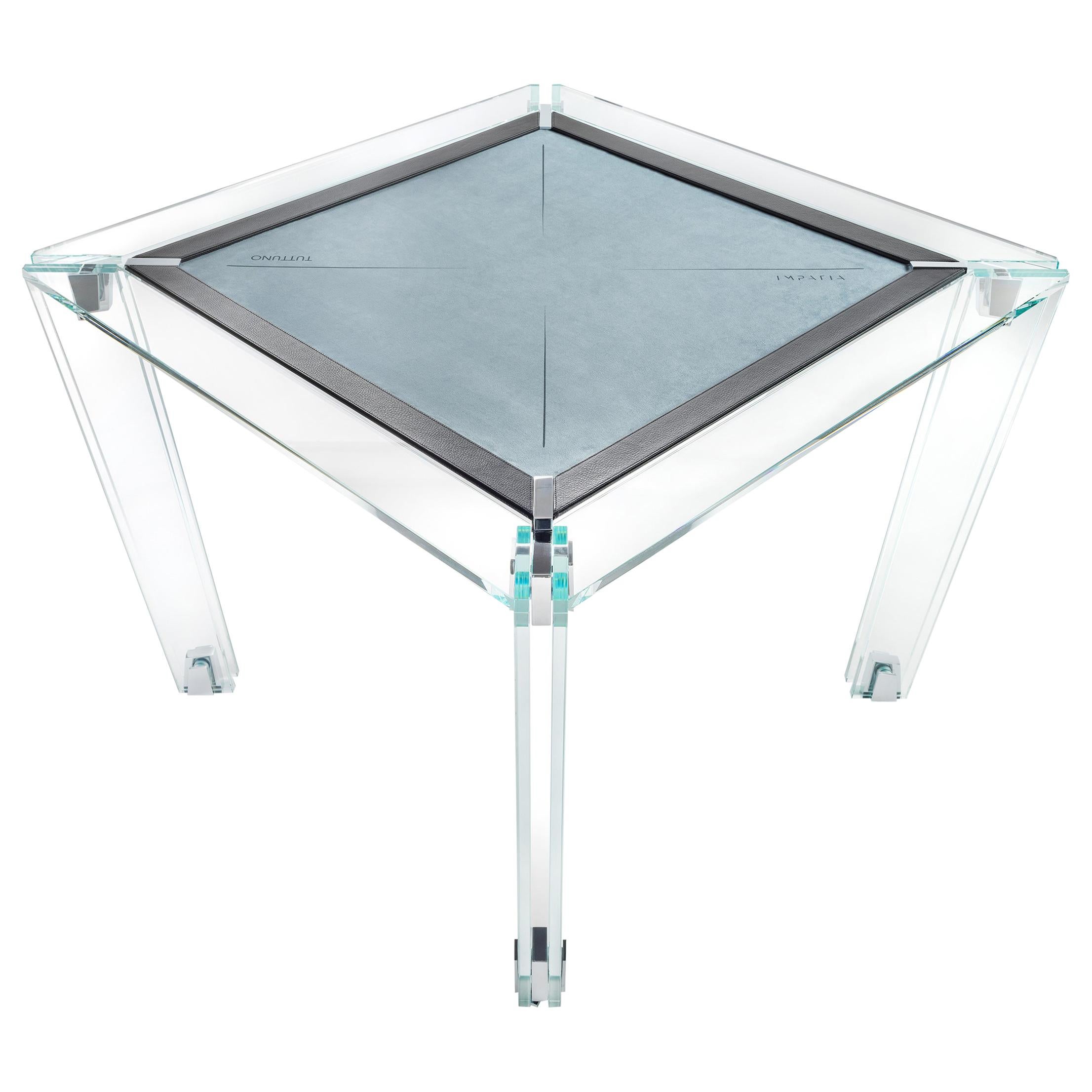 Contemporary All-Glass Mahjong or Card Game Table by Impatia