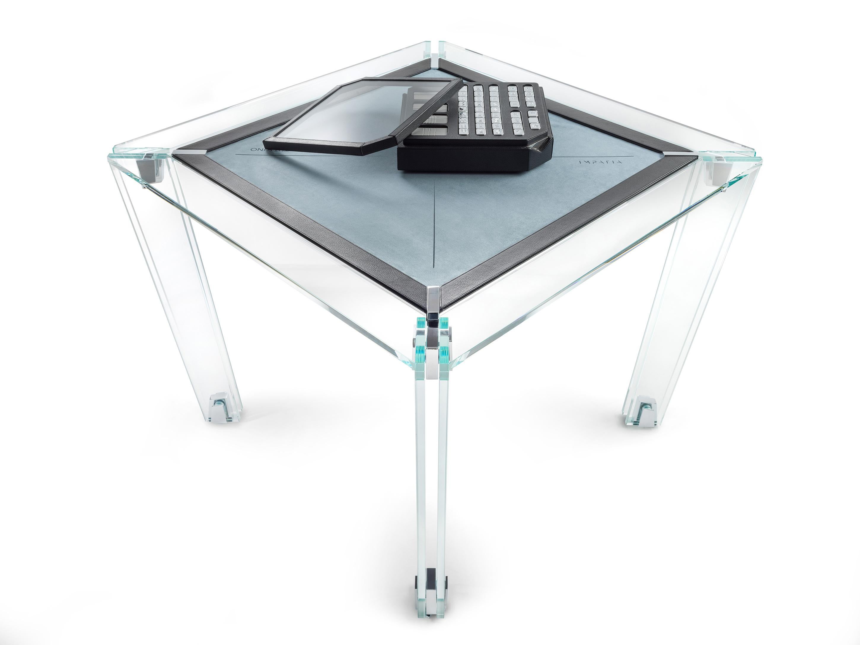 The Tuttuno leather edition Mahjong game table is designed to accommodate two to four players for a game of Mahjong or even perhaps cards. The minimalistic design gives off the unique impression that the table is floating.

This Tuttuno table