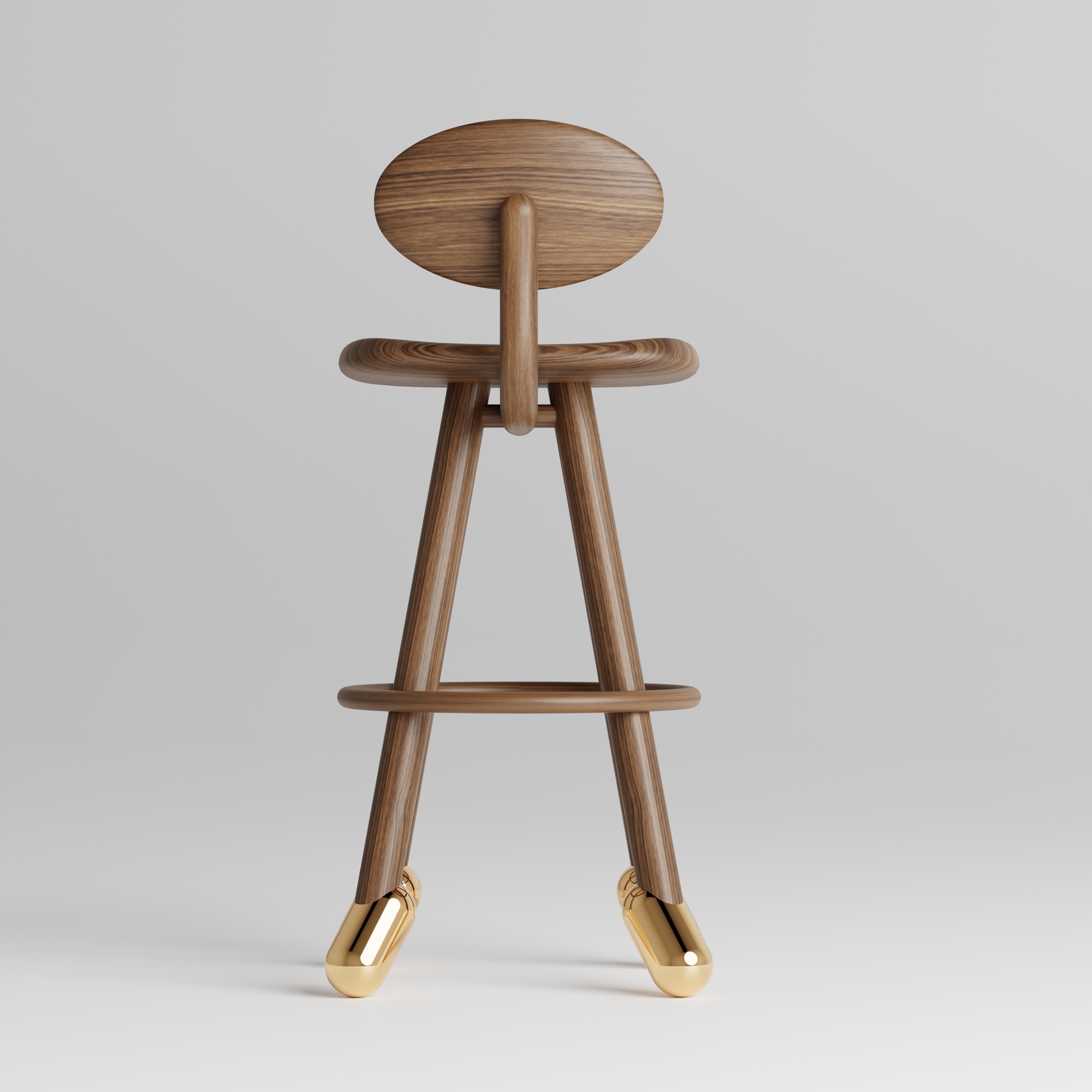 Modern Tutu Bar Stool by Design VA . Walnut & Bronze For Sale