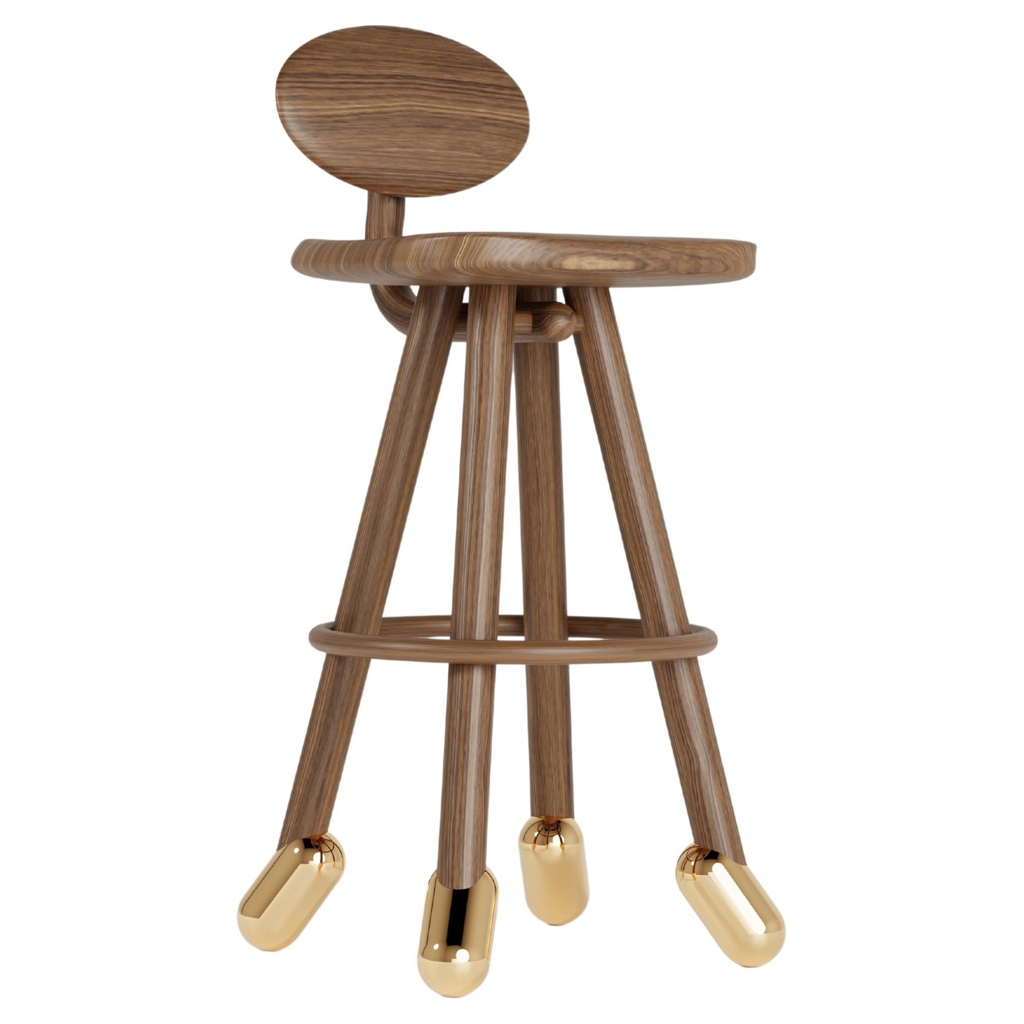 Tutu Bar Stool by Design VA . Walnut & Bronze For Sale