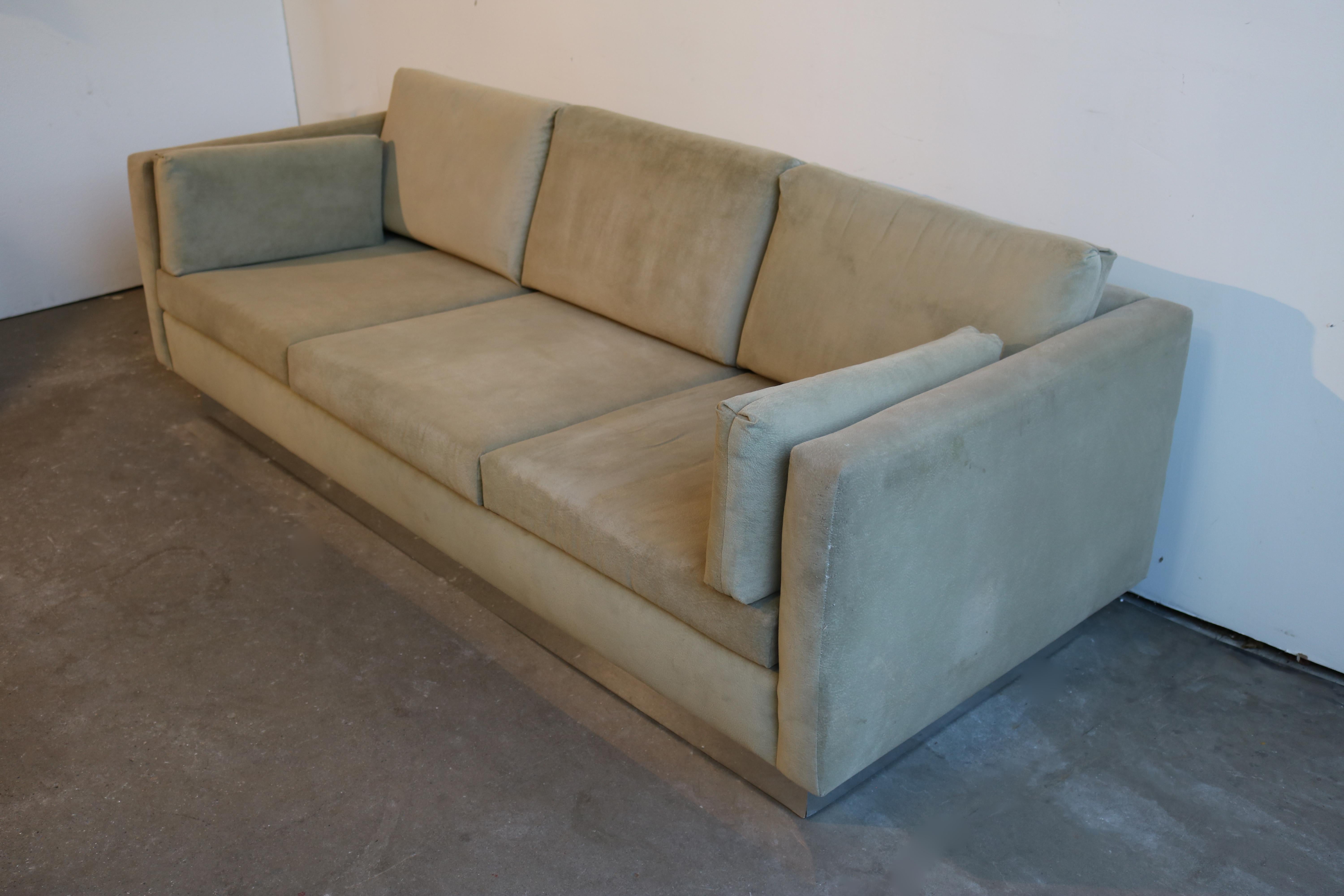 Mid-Century Modern Tuxedo Sofa in Milo Baughman Style