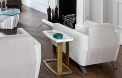 Tuya Drink Table, Contemporary Side Table in Marble and Bronze Patina Finish