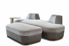 Tuya Love Seat, Tete-a-Tete Sofa in Holly Hunt Fabric with Bronze Finish Feet