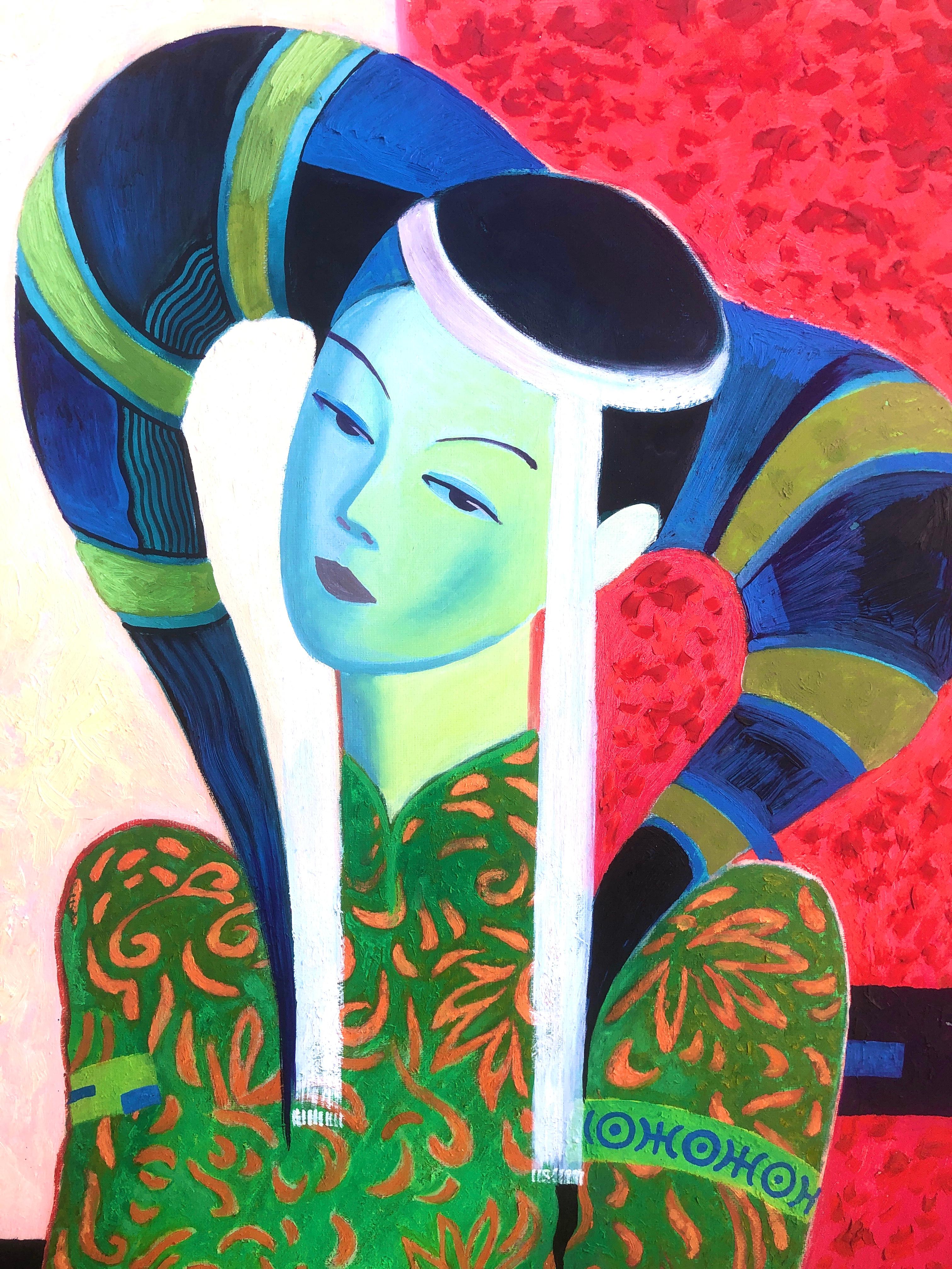 diosa óleo sobre lienzo pintura mitología hindú en venta 2