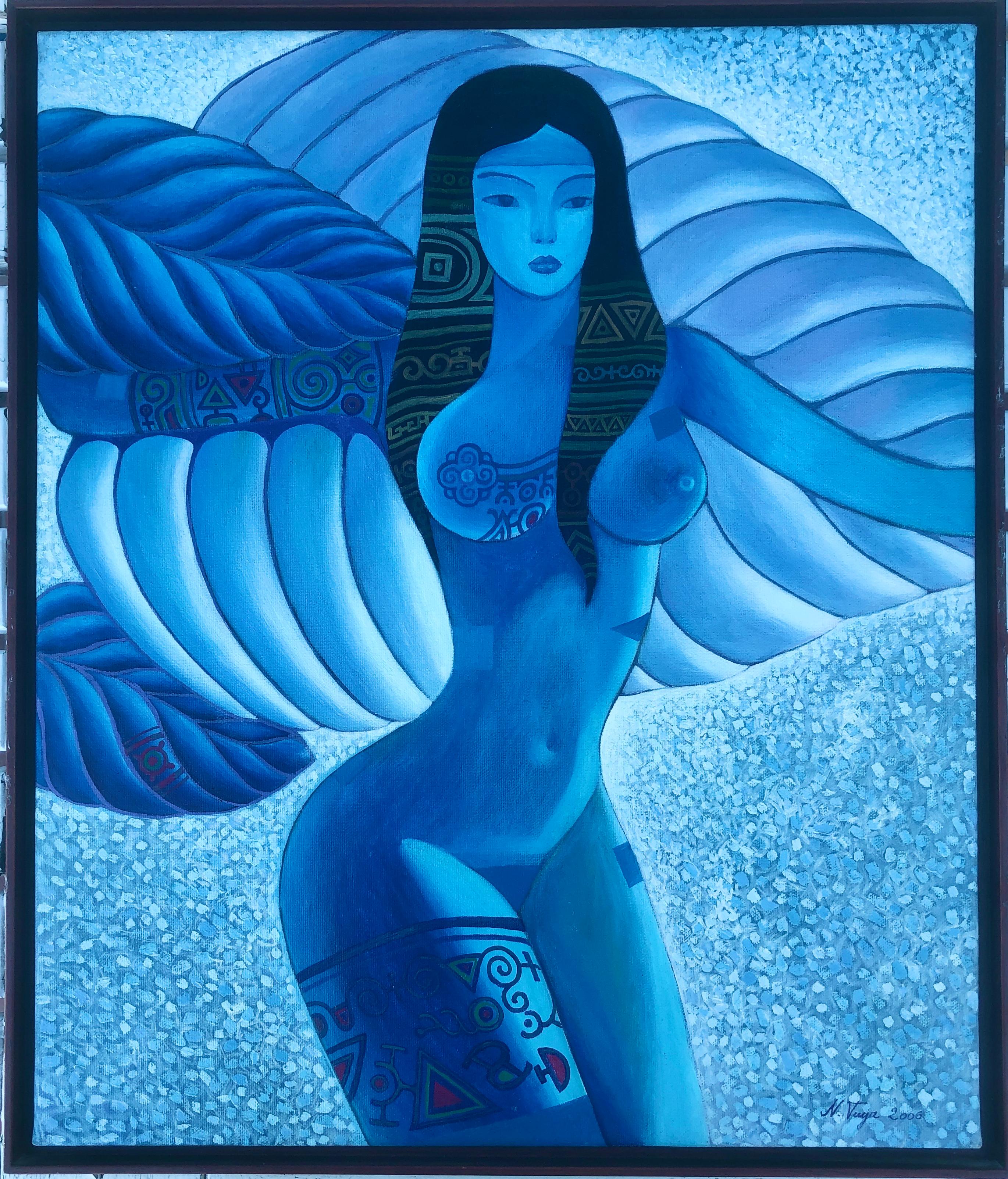 Nude goddess oil on canvas painting - Painting by Tuya Natsagdorj