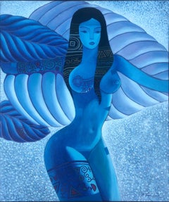 Nude goddess oil on canvas painting