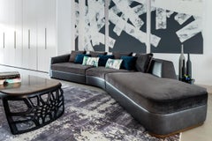 Tuya Sofa, Contemporary Sectional in Holly Hunt Fabrics, Dark Bronze Patina Feet