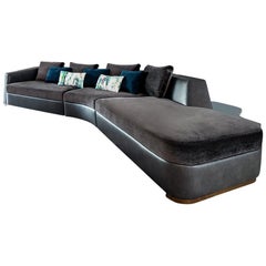 Tuya Sofa, Contemporary Sectional in Holly Hunt Fabrics, Dark Bronze Patina Feet