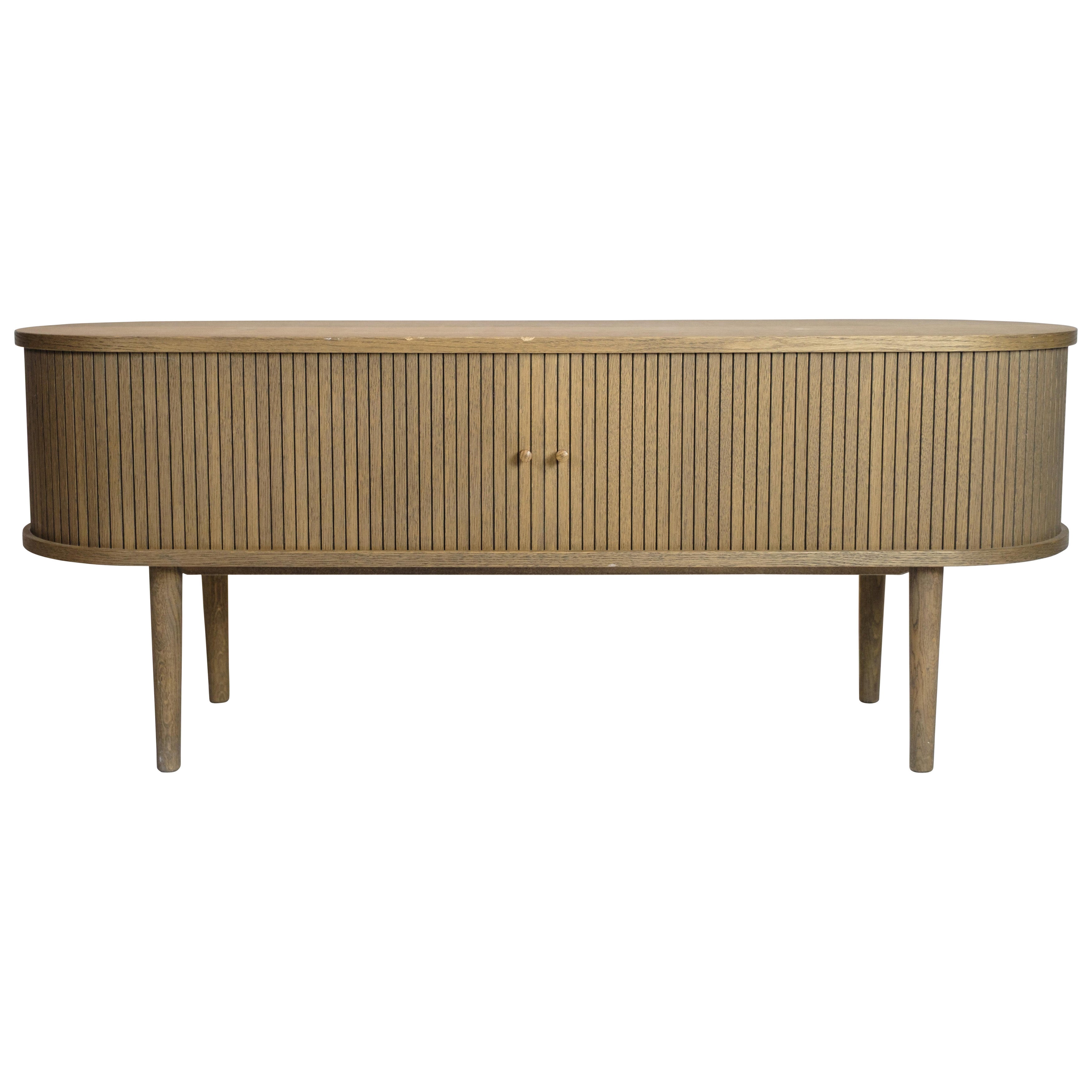 Tv Cabinet In Oiled Oak And With Venetian Blinds. Modern Danish Design