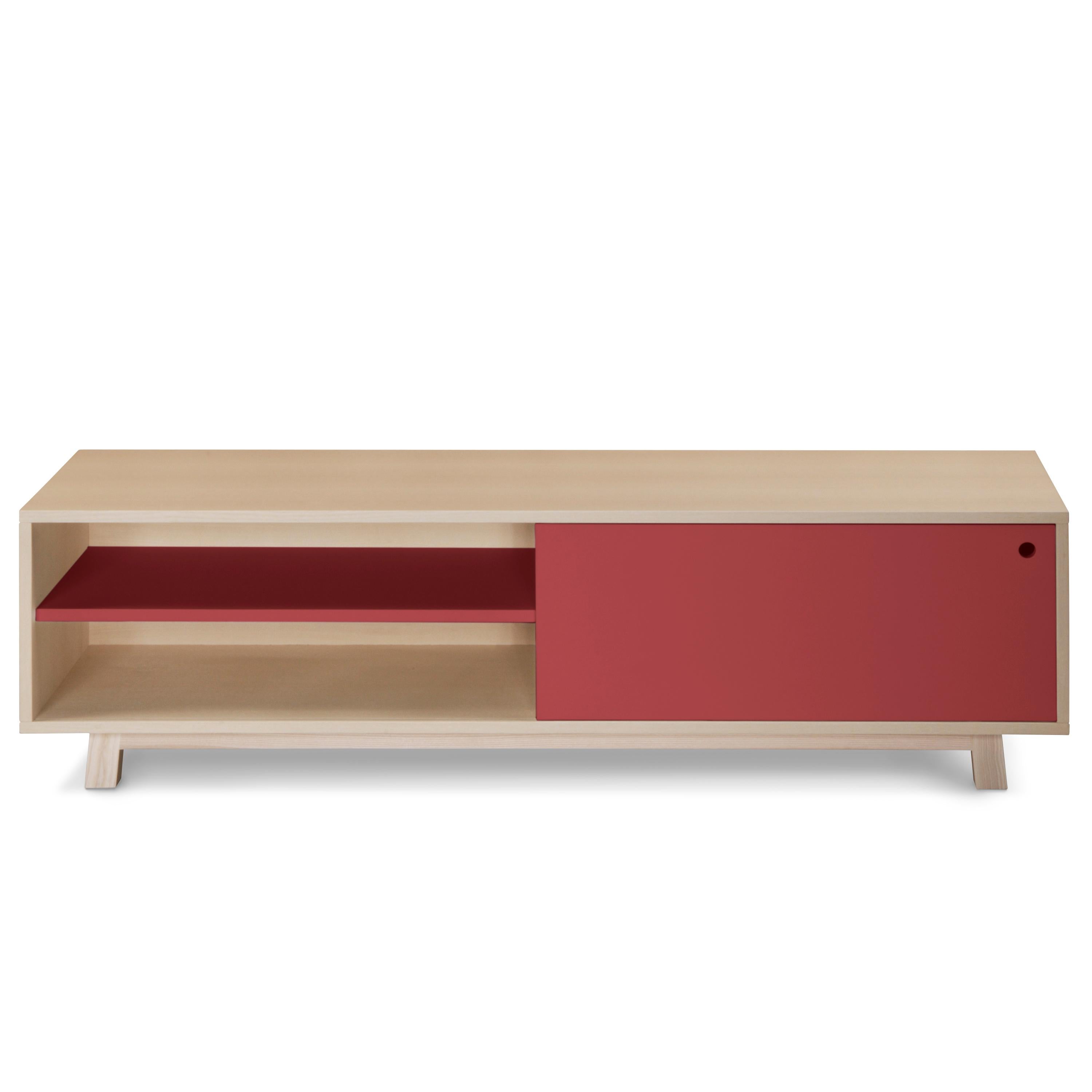 French TV Cabinet with 1 sliding door, Design Eric Gizard, Paris, 11 colours available For Sale